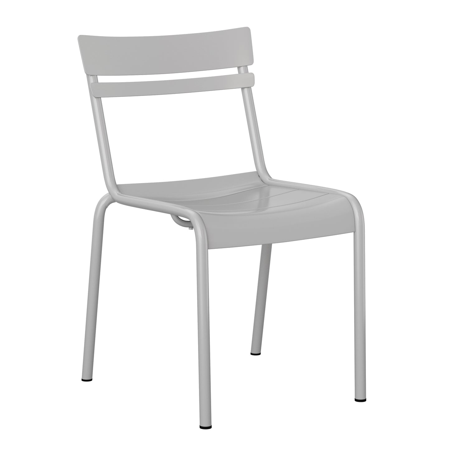 Nash Commercial Grade Steel Stack Chair, Indoor-Outdoor Armless Chair with 2 Slat Back in Quicksilver Silver