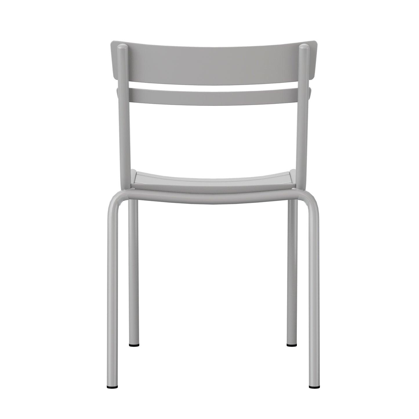 Nash Commercial Grade Steel Stack Chair, Indoor-Outdoor Armless Chair with 2 Slat Back in Quicksilver Silver