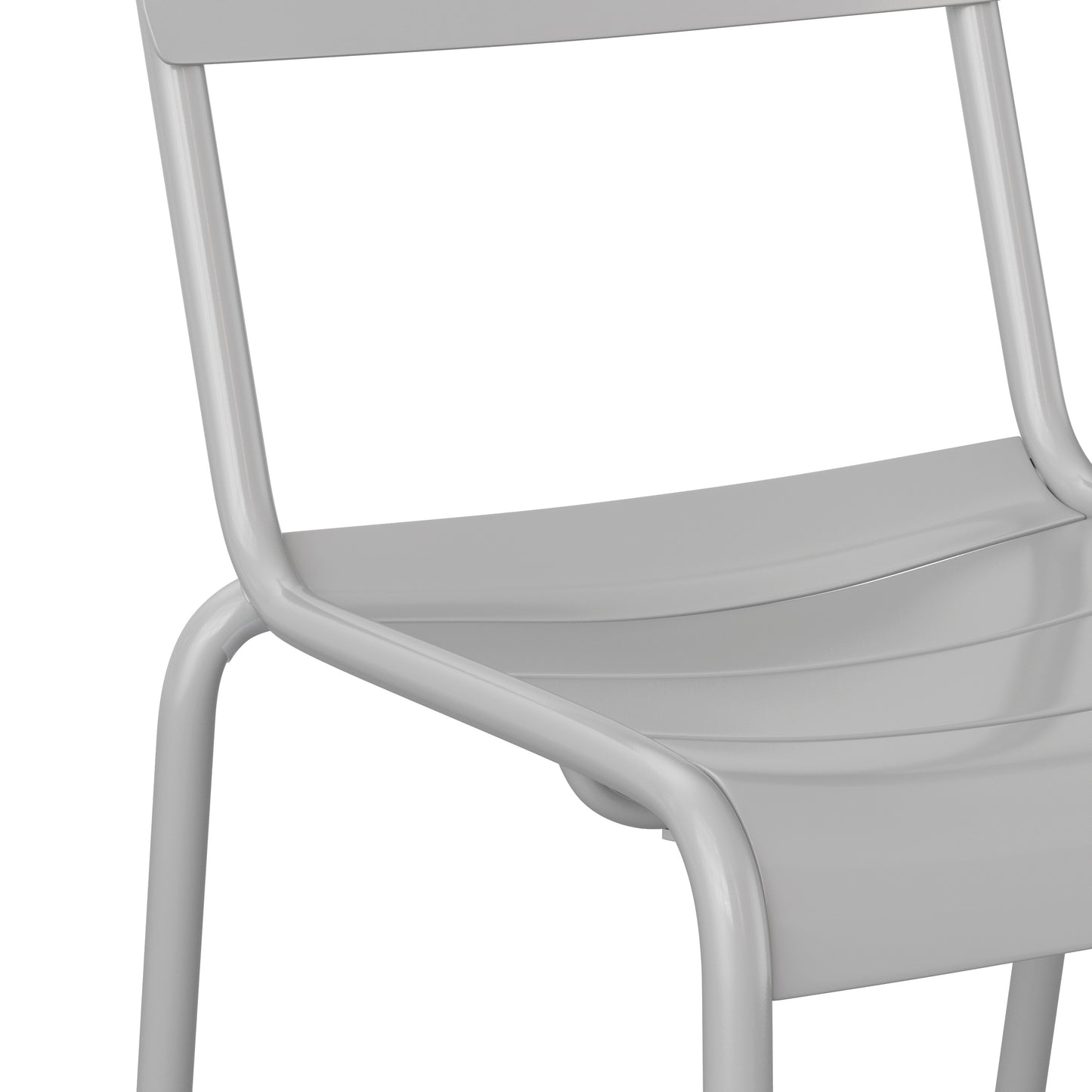 Nash Commercial Grade Steel Stack Chair, Indoor-Outdoor Armless Chair with 2 Slat Back in Quicksilver Silver
