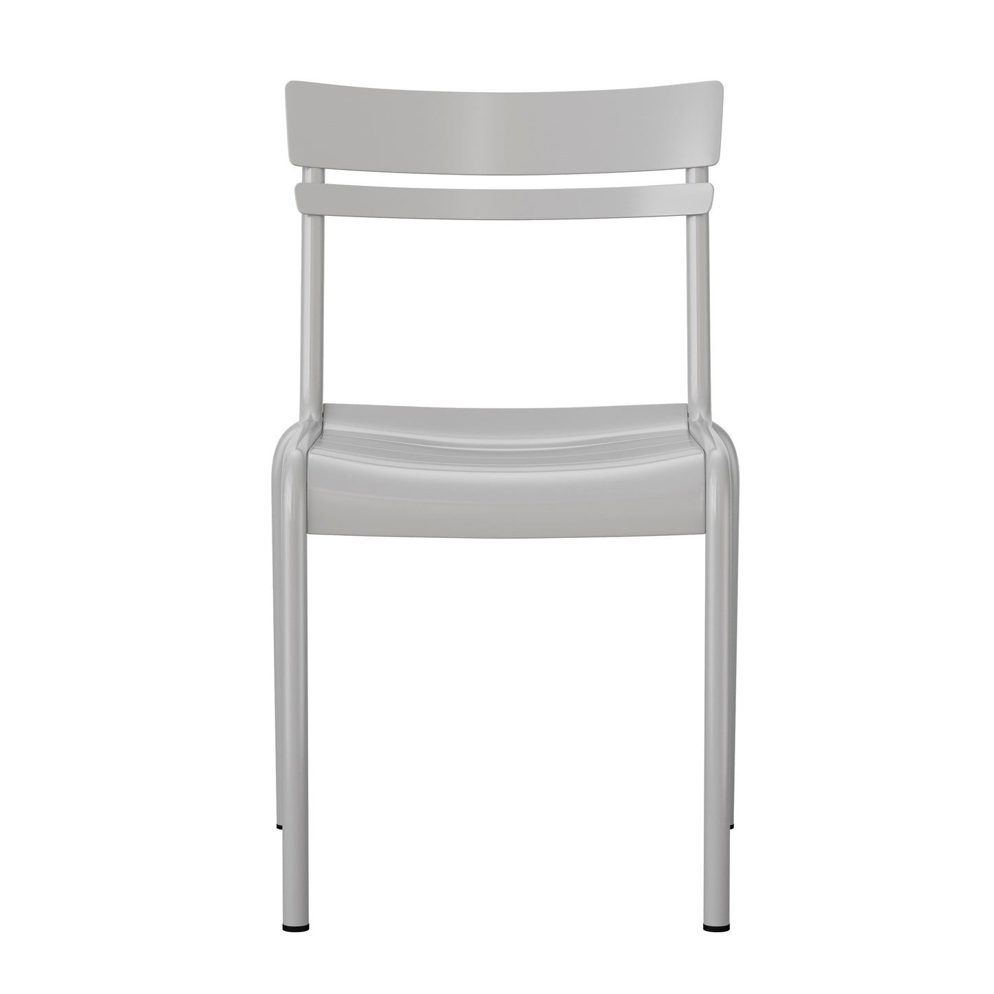 Nash Commercial Grade Steel Stack Chair, Indoor-Outdoor Armless Chair with 2 Slat Back in Quicksilver Silver