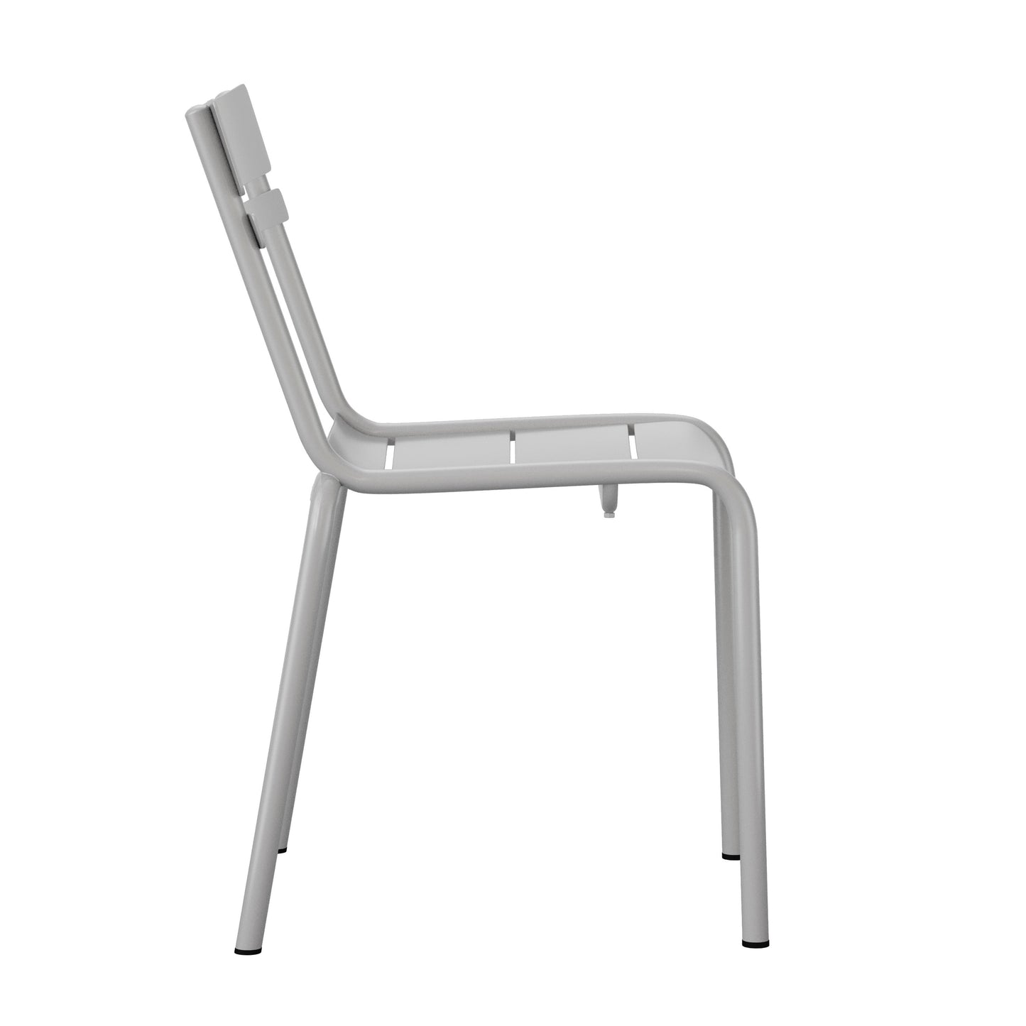 Nash Commercial Grade Steel Stack Chair, Indoor-Outdoor Armless Chair with 2 Slat Back in Quicksilver Silver