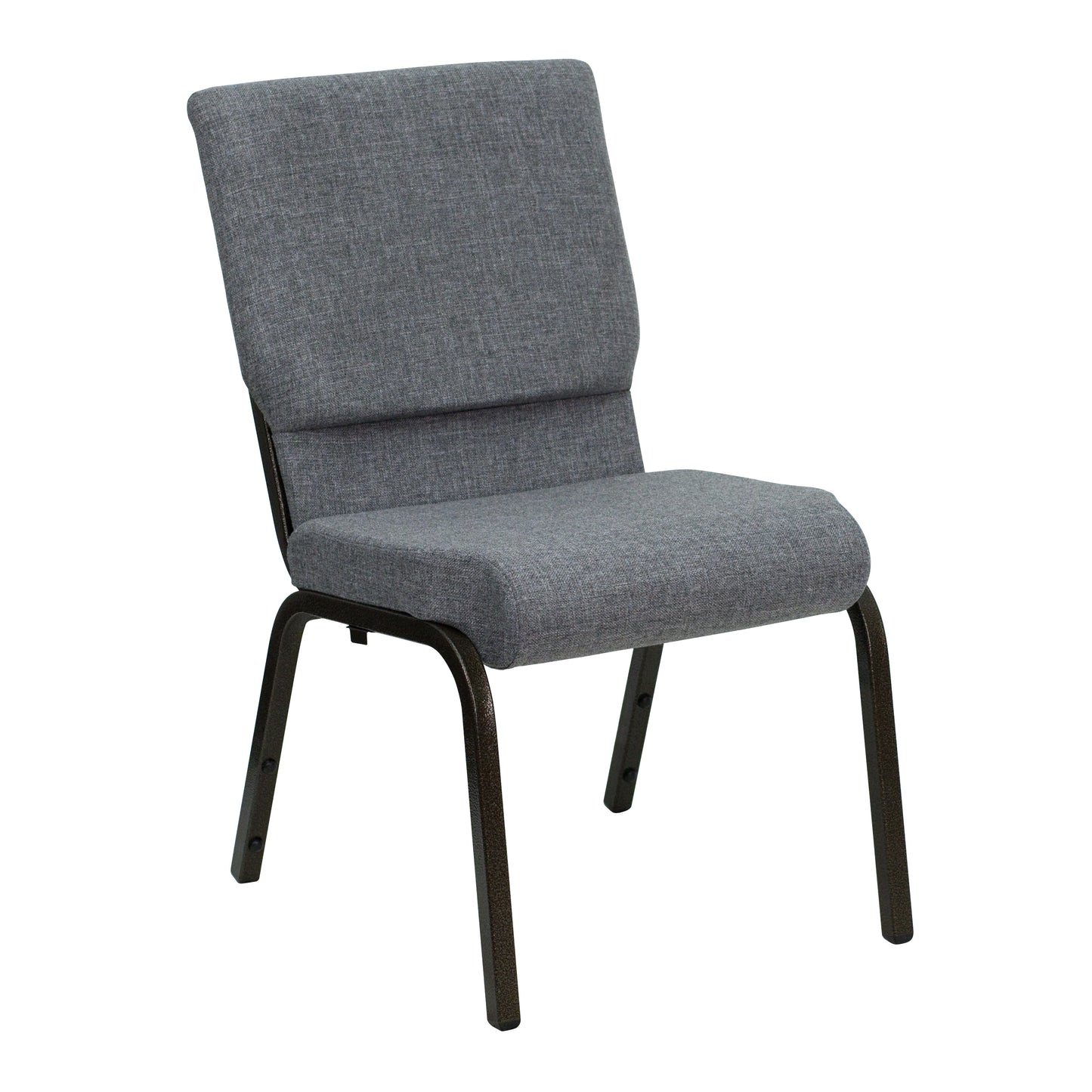 HERCULES Series 18.5''W Stacking Church Chair in Gray Fabric - Gold Vein Frame Gray Fabric/Gold Vein Frame