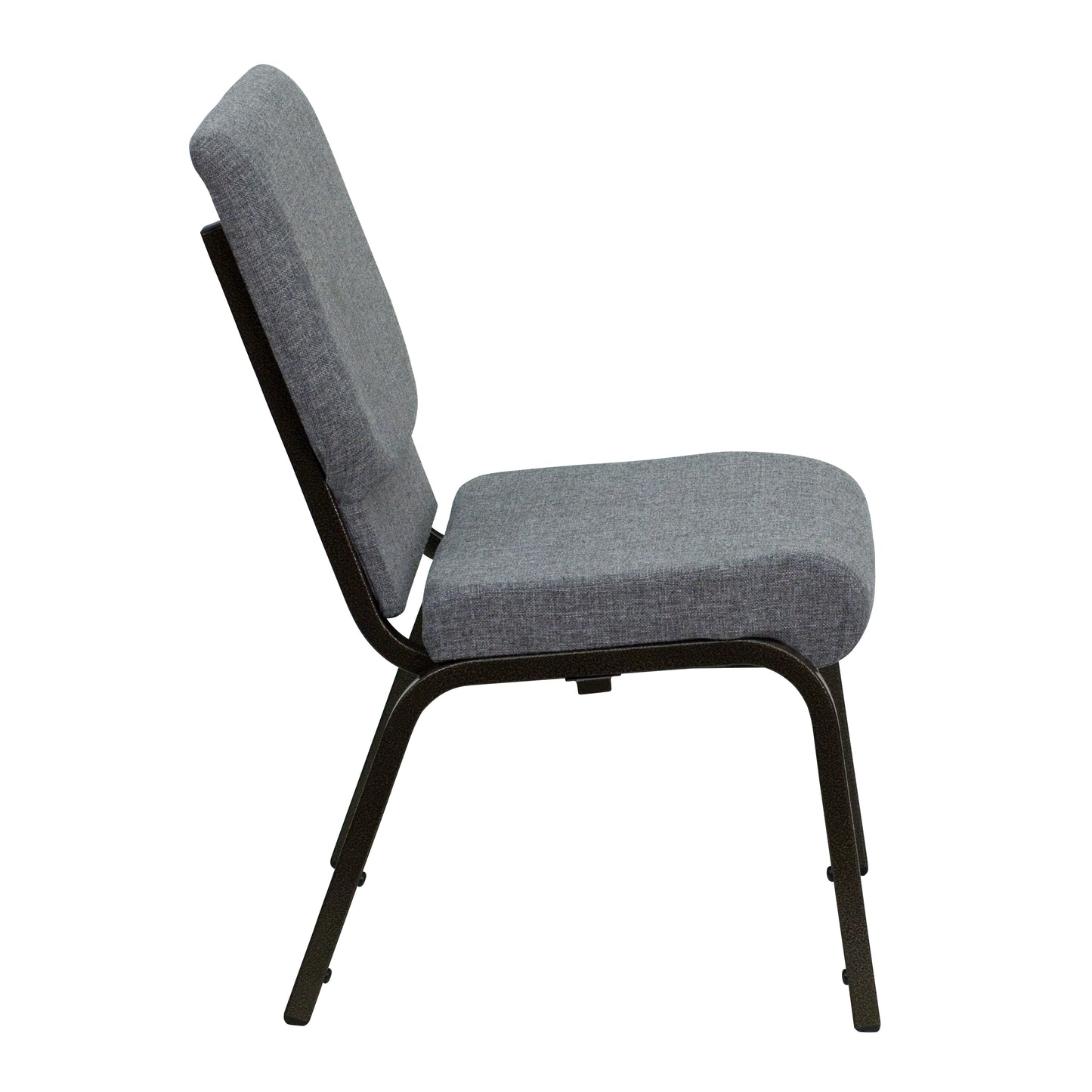 HERCULES Series 18.5''W Stacking Church Chair in Gray Fabric - Gold Vein Frame Gray Fabric/Gold Vein Frame