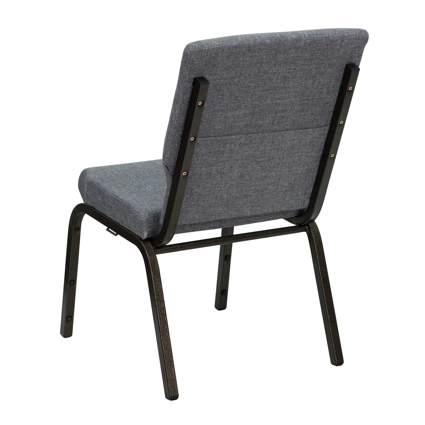 HERCULES Series 18.5''W Stacking Church Chair in Gray Fabric - Gold Vein Frame Gray Fabric/Gold Vein Frame