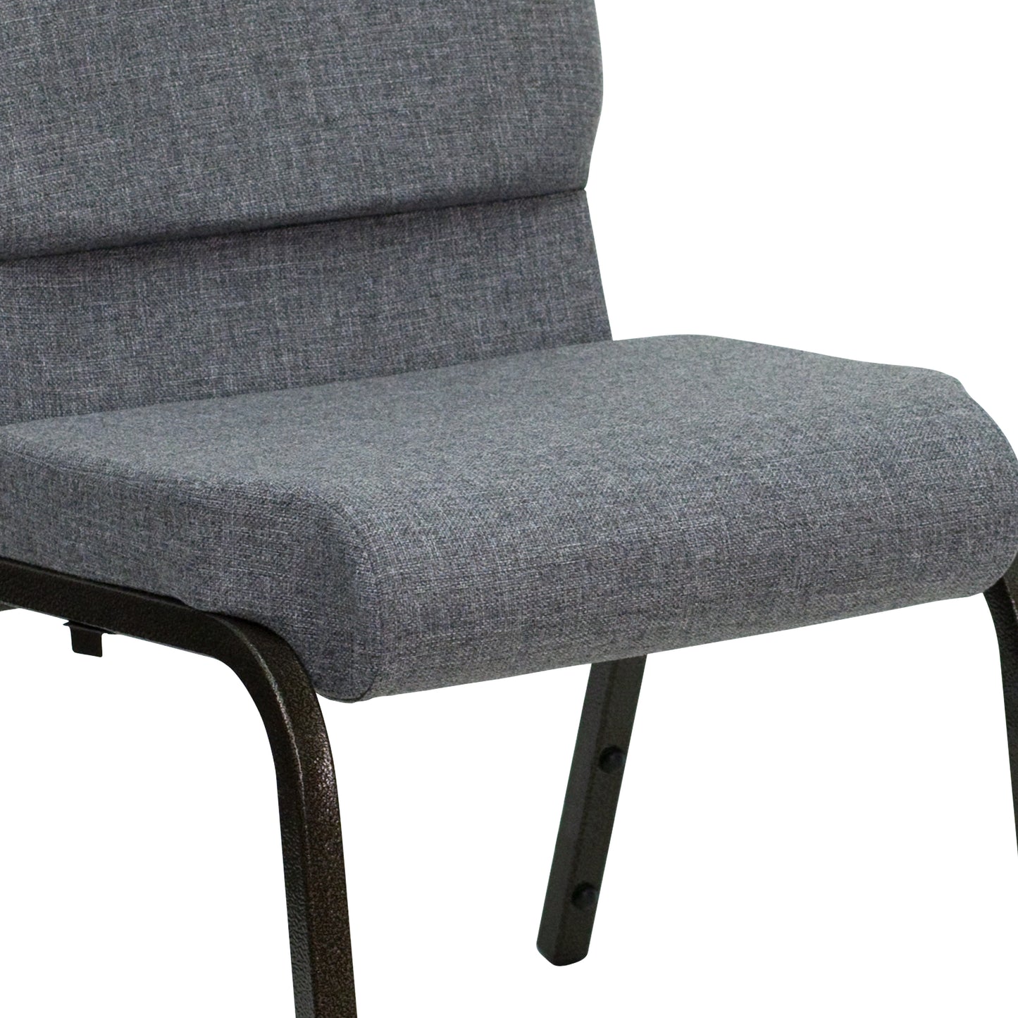 HERCULES Series 18.5''W Stacking Church Chair in Gray Fabric - Gold Vein Frame Gray Fabric/Gold Vein Frame