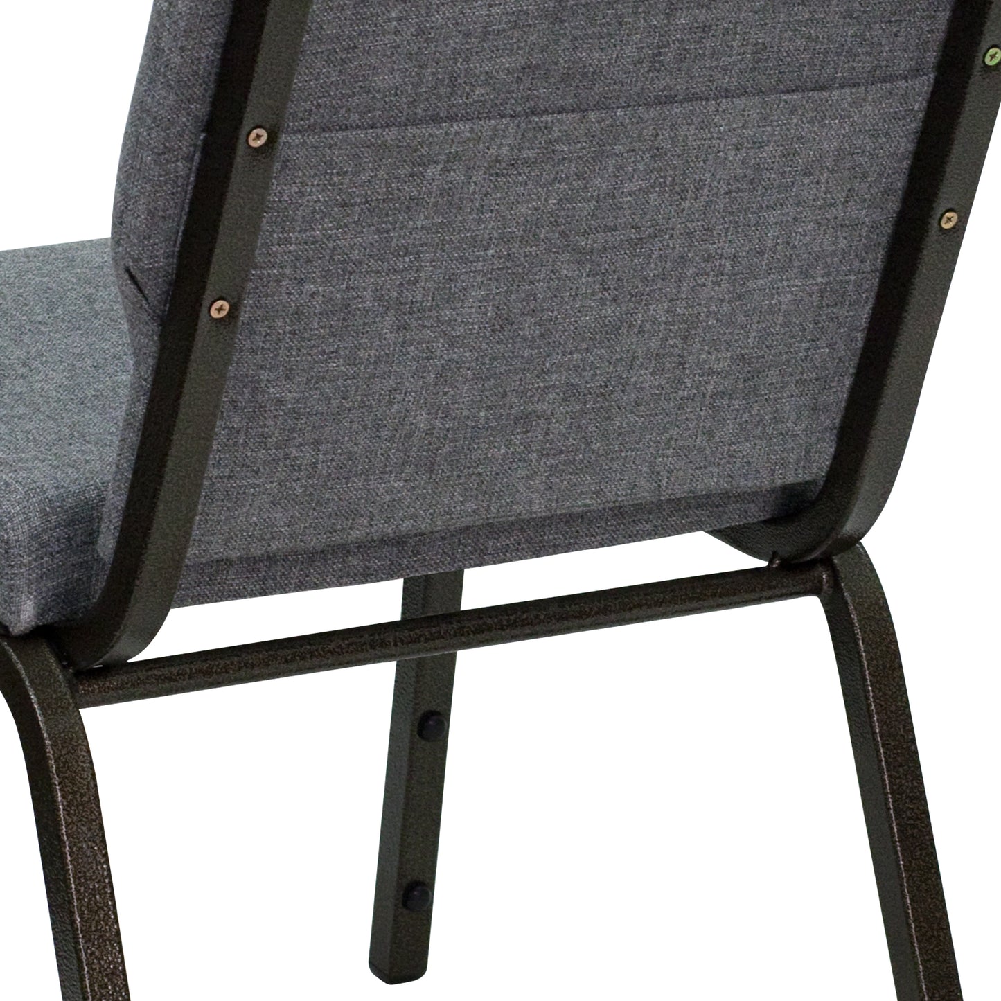 HERCULES Series 18.5''W Stacking Church Chair in Gray Fabric - Gold Vein Frame Gray Fabric/Gold Vein Frame