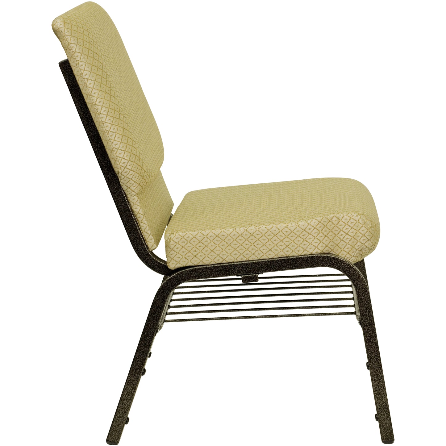 HERCULES Series 18.5''W Church Chair in Beige Patterned Fabric with Book Rack - Gold Vein Frame Beige Patterned Fabric/Gold Vein Frame