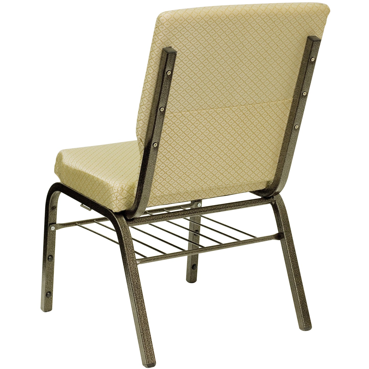 HERCULES Series 18.5''W Church Chair in Beige Patterned Fabric with Book Rack - Gold Vein Frame Beige Patterned Fabric/Gold Vein Frame