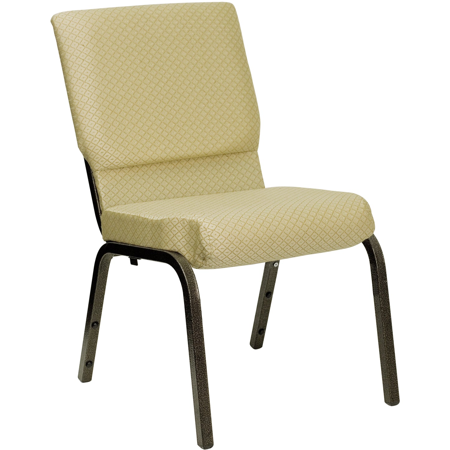 HERCULES Series 18.5''W Stacking Church Chair in Beige Patterned Fabric - Gold Vein Frame Beige Patterned Fabric/Gold Vein Frame
