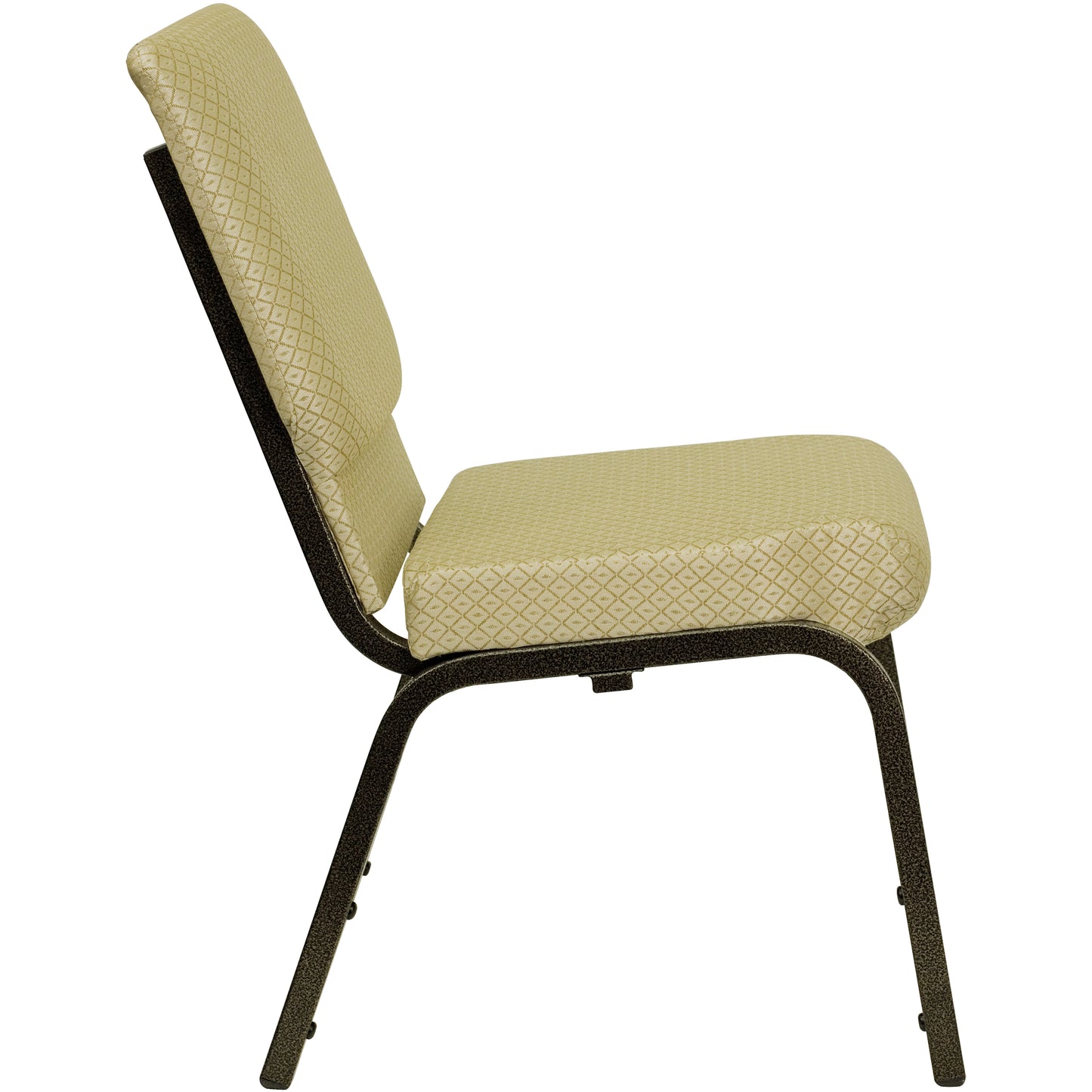 HERCULES Series 18.5''W Stacking Church Chair in Beige Patterned Fabric - Gold Vein Frame Beige Patterned Fabric/Gold Vein Frame