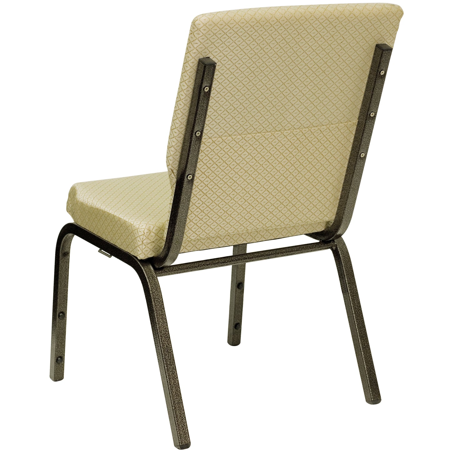 HERCULES Series 18.5''W Stacking Church Chair in Beige Patterned Fabric - Gold Vein Frame Beige Patterned Fabric/Gold Vein Frame