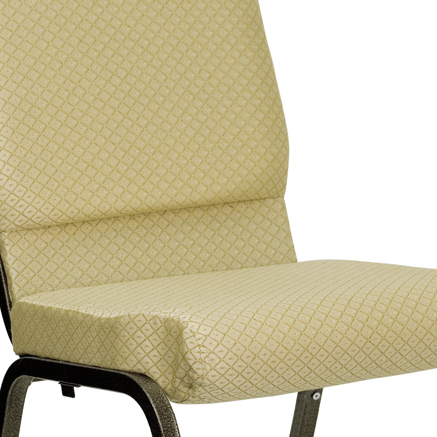 HERCULES Series 18.5''W Stacking Church Chair in Beige Patterned Fabric - Gold Vein Frame Beige Patterned Fabric/Gold Vein Frame
