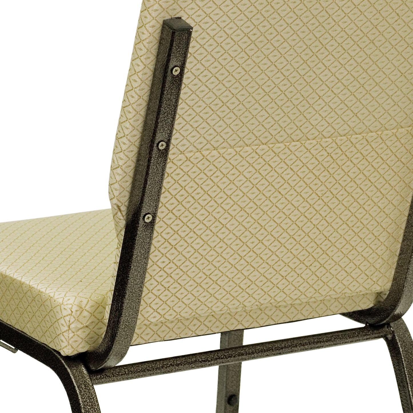 HERCULES Series 18.5''W Stacking Church Chair in Beige Patterned Fabric - Gold Vein Frame Beige Patterned Fabric/Gold Vein Frame