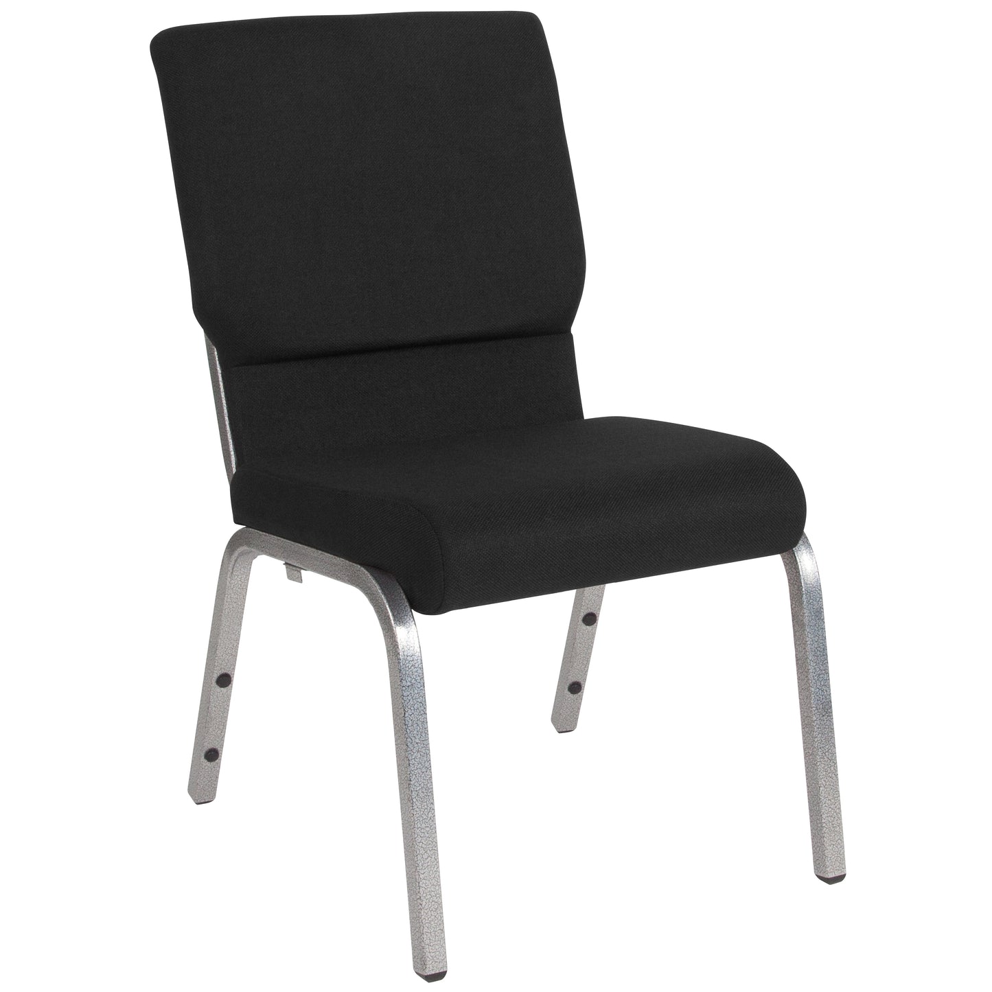 HERCULES Series 18.5''W Stacking Church Chair in Black Fabric - Silver Vein Frame Black Fabric/Silver Vein Frame