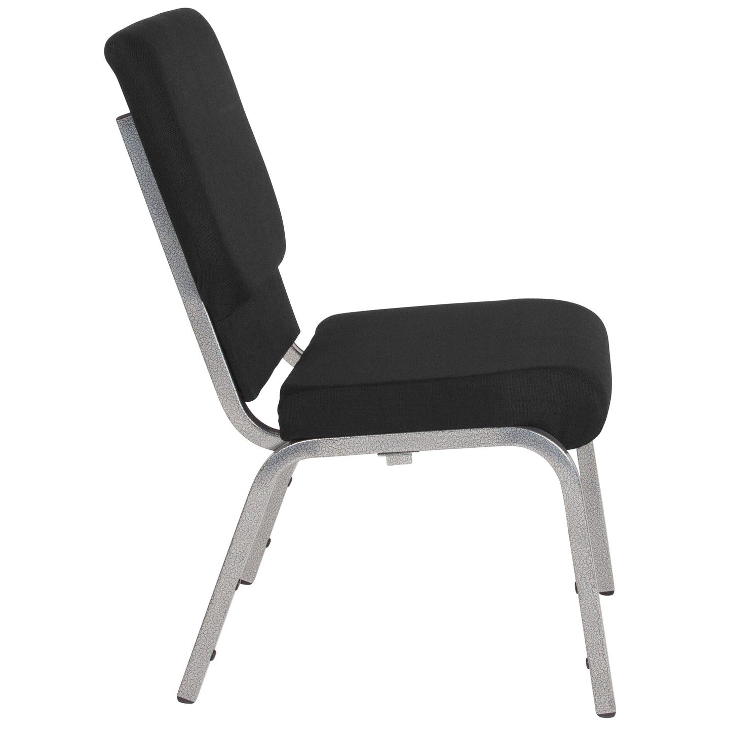 HERCULES Series 18.5''W Stacking Church Chair in Black Fabric - Silver Vein Frame Black Fabric/Silver Vein Frame