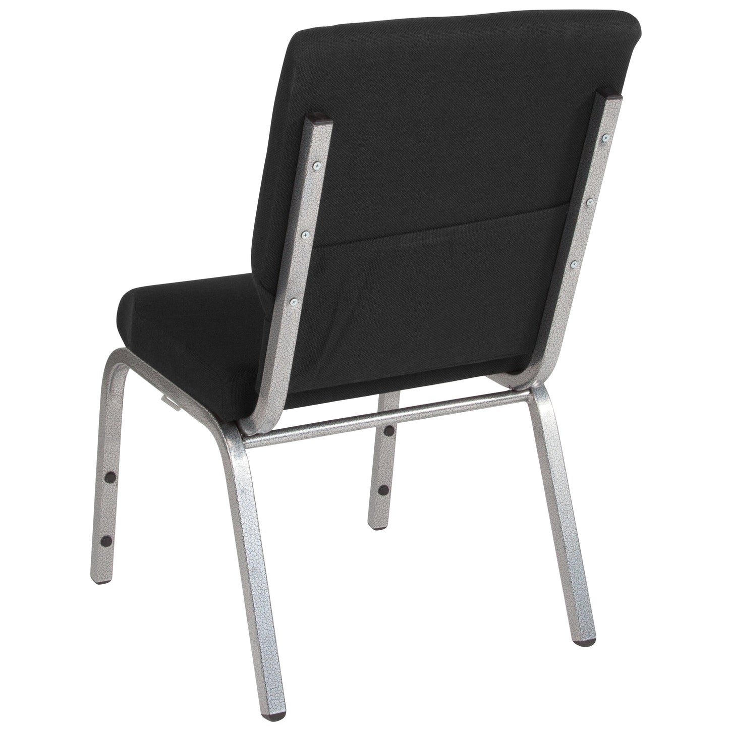 HERCULES Series 18.5''W Stacking Church Chair in Black Fabric - Silver Vein Frame Black Fabric/Silver Vein Frame