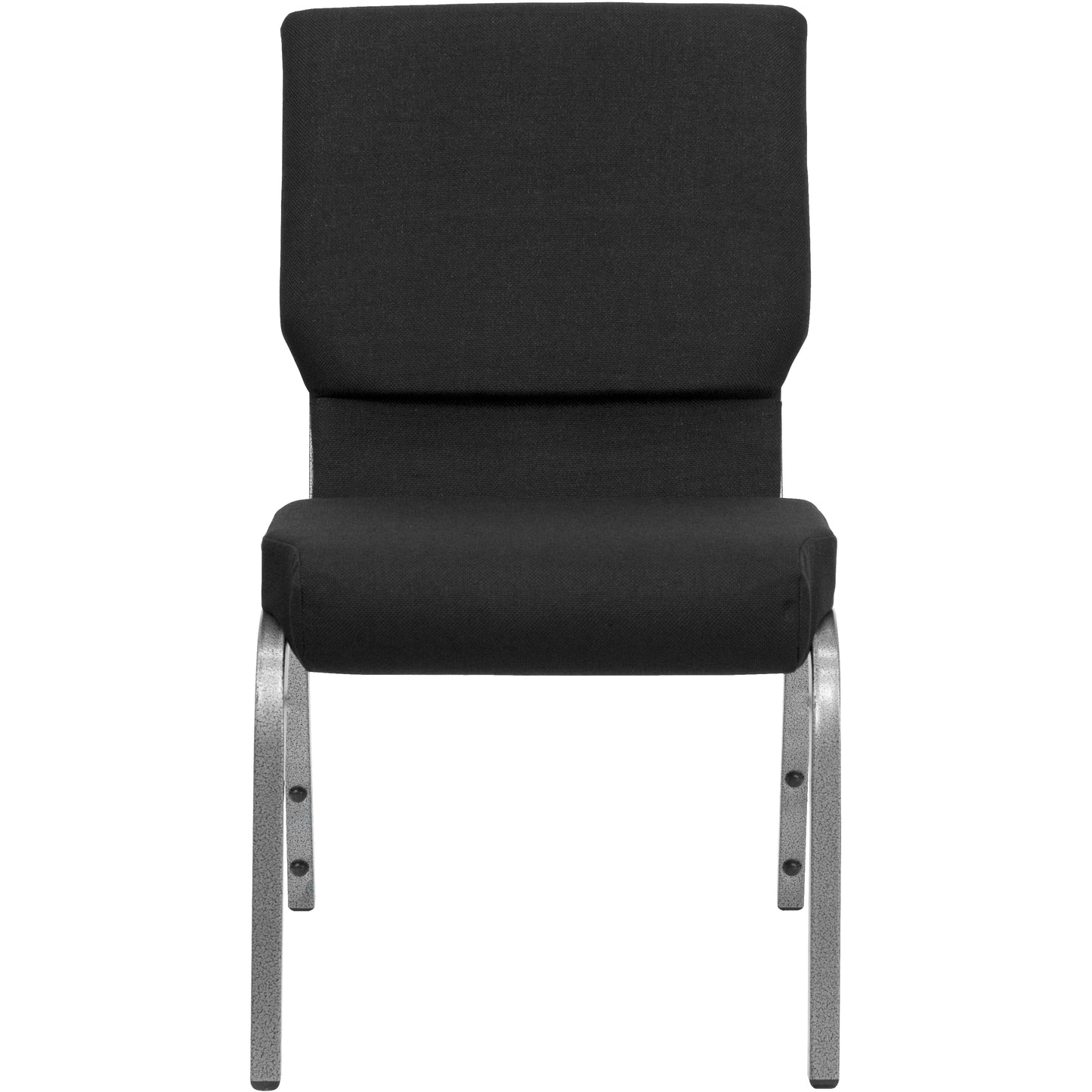 HERCULES Series 18.5''W Stacking Church Chair in Black Fabric - Silver Vein Frame Black Fabric/Silver Vein Frame