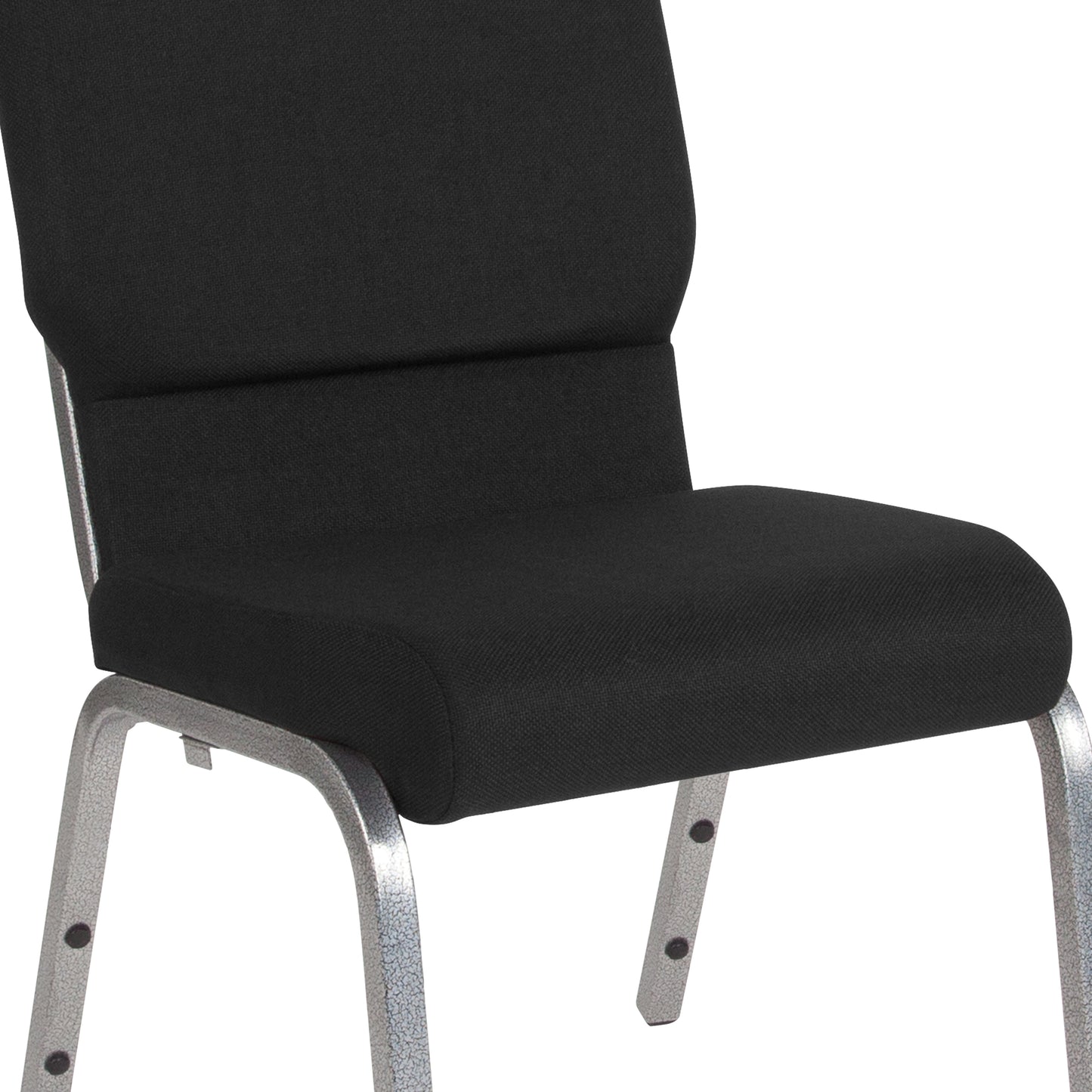 HERCULES Series 18.5''W Stacking Church Chair in Black Fabric - Silver Vein Frame Black Fabric/Silver Vein Frame