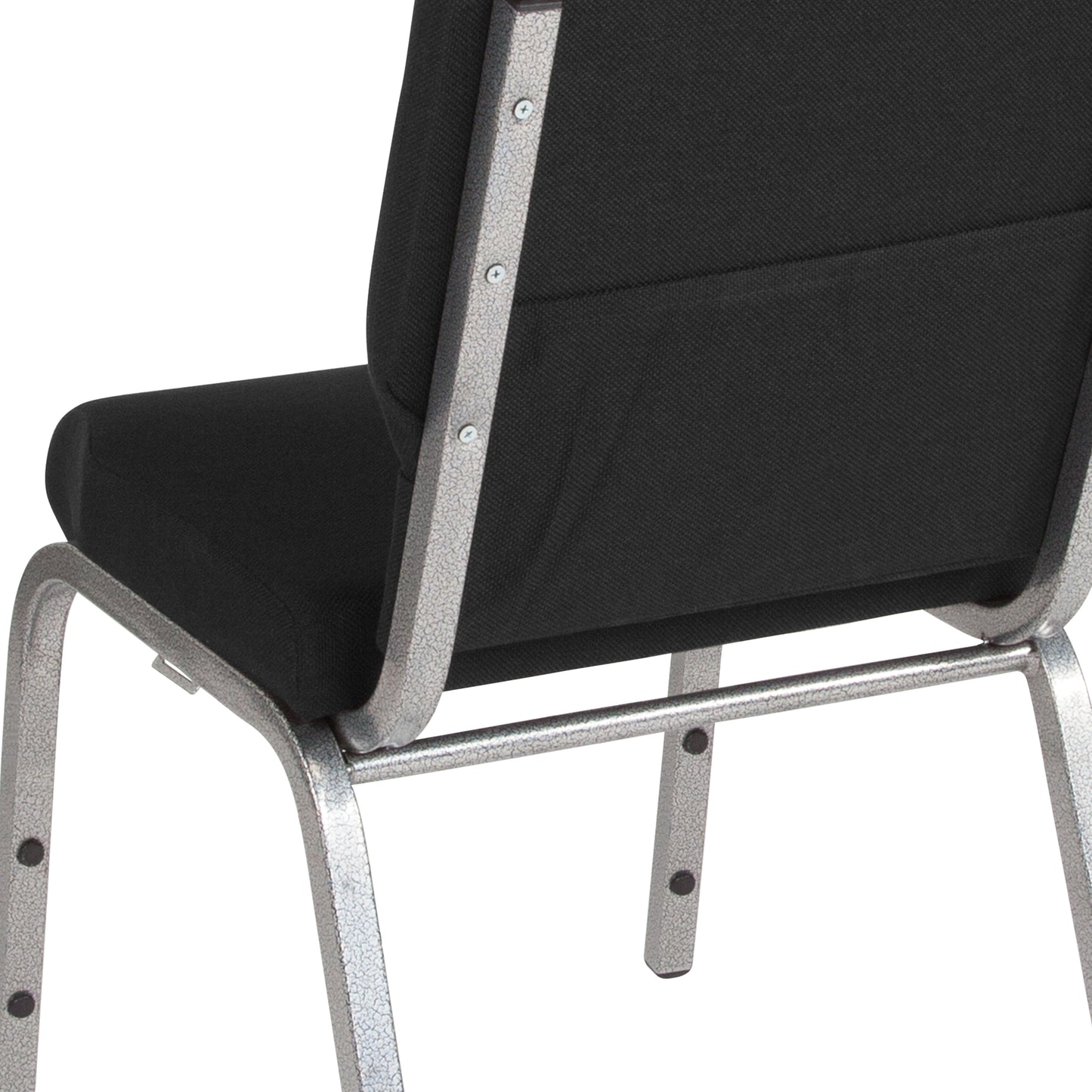 HERCULES Series 18.5''W Stacking Church Chair in Black Fabric - Silver Vein Frame Black Fabric/Silver Vein Frame