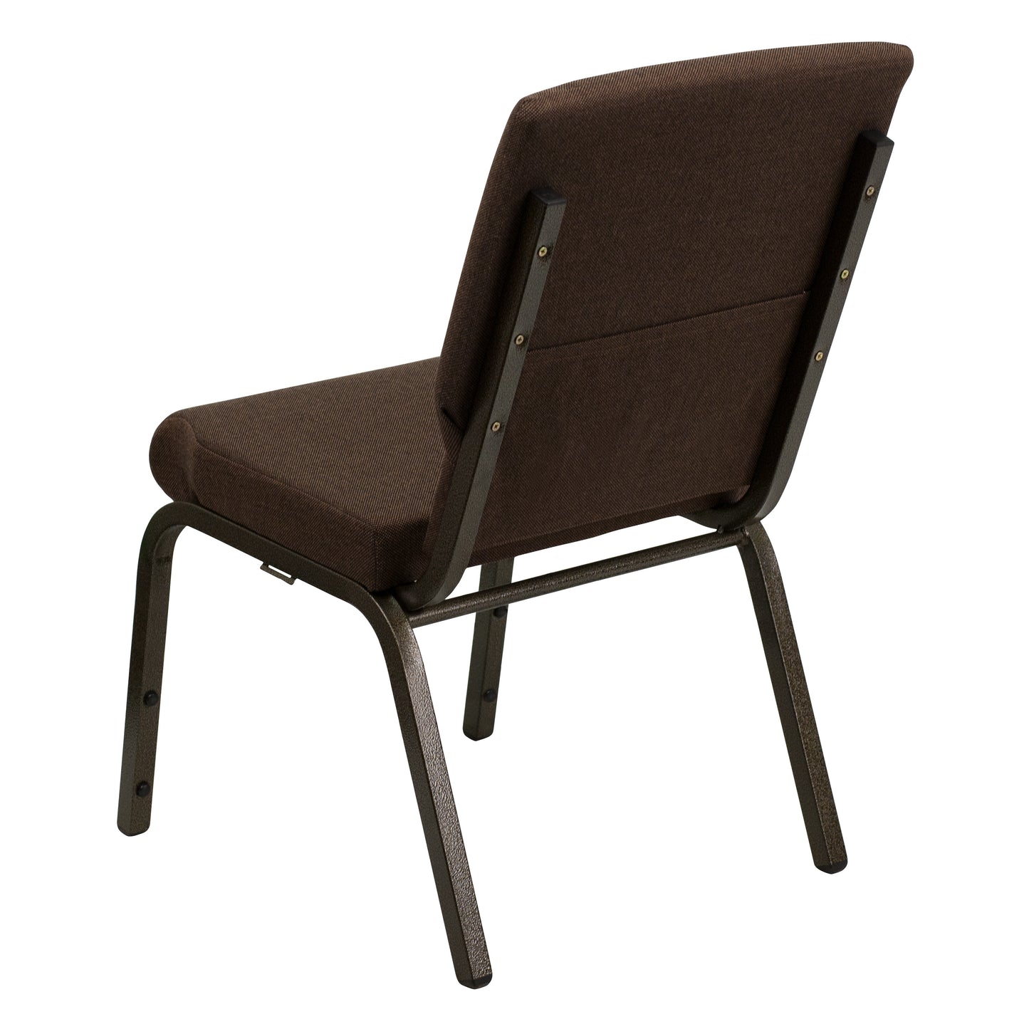 HERCULES Series 18.5''W Stacking Church Chair in Brown Fabric - Gold Vein Frame Brown Fabric/Gold Vein Frame