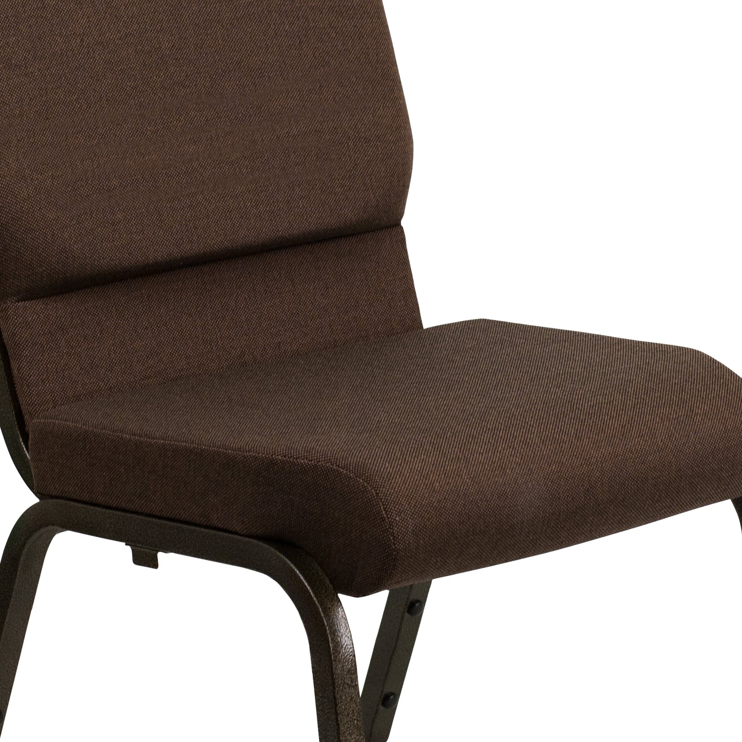 HERCULES Series 18.5''W Stacking Church Chair in Brown Fabric - Gold Vein Frame Brown Fabric/Gold Vein Frame