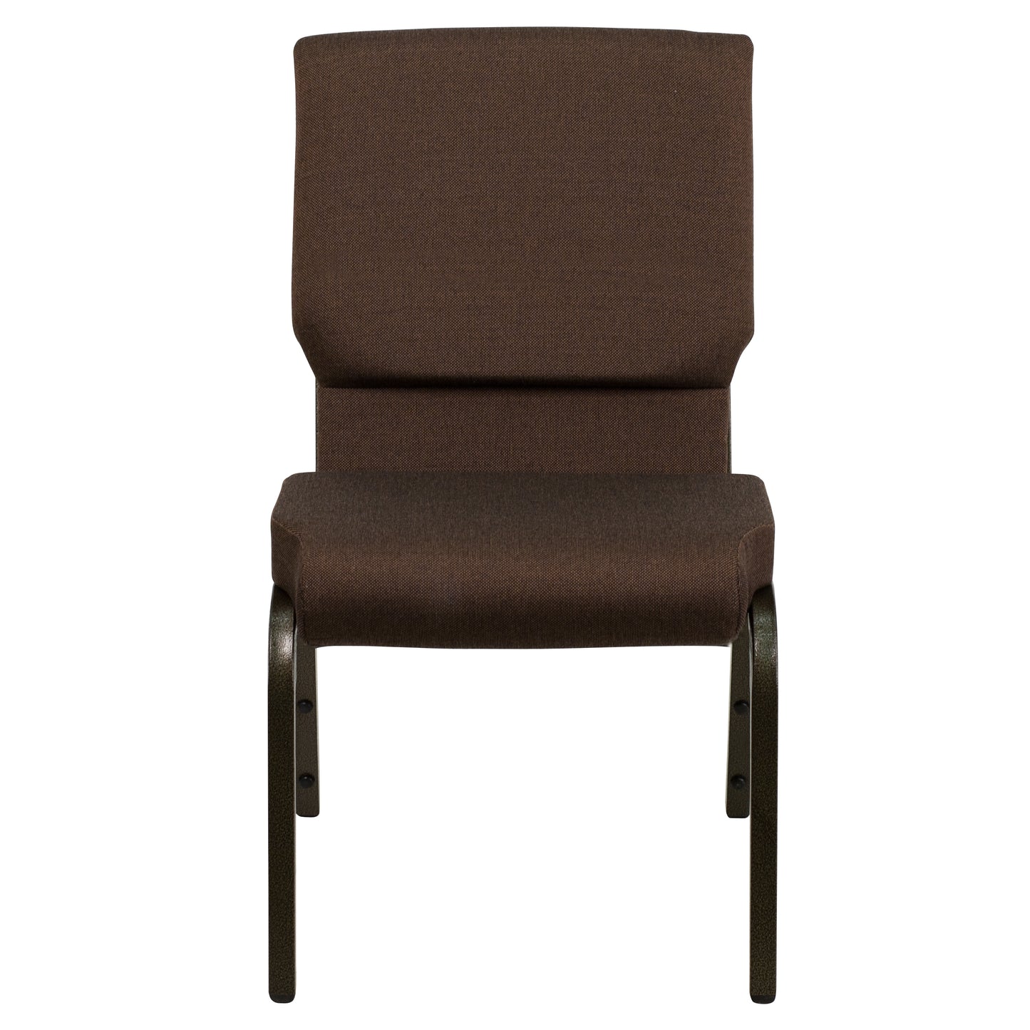 HERCULES Series 18.5''W Stacking Church Chair in Brown Fabric - Gold Vein Frame Brown Fabric/Gold Vein Frame