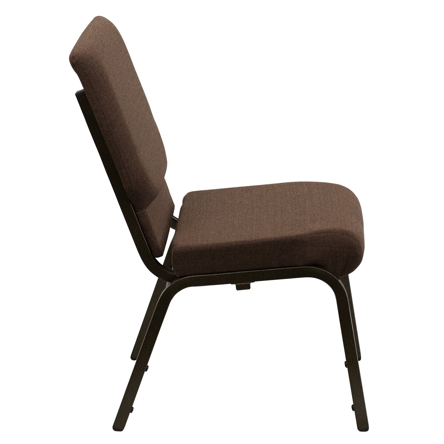 HERCULES Series 18.5''W Stacking Church Chair in Brown Fabric - Gold Vein Frame Brown Fabric/Gold Vein Frame