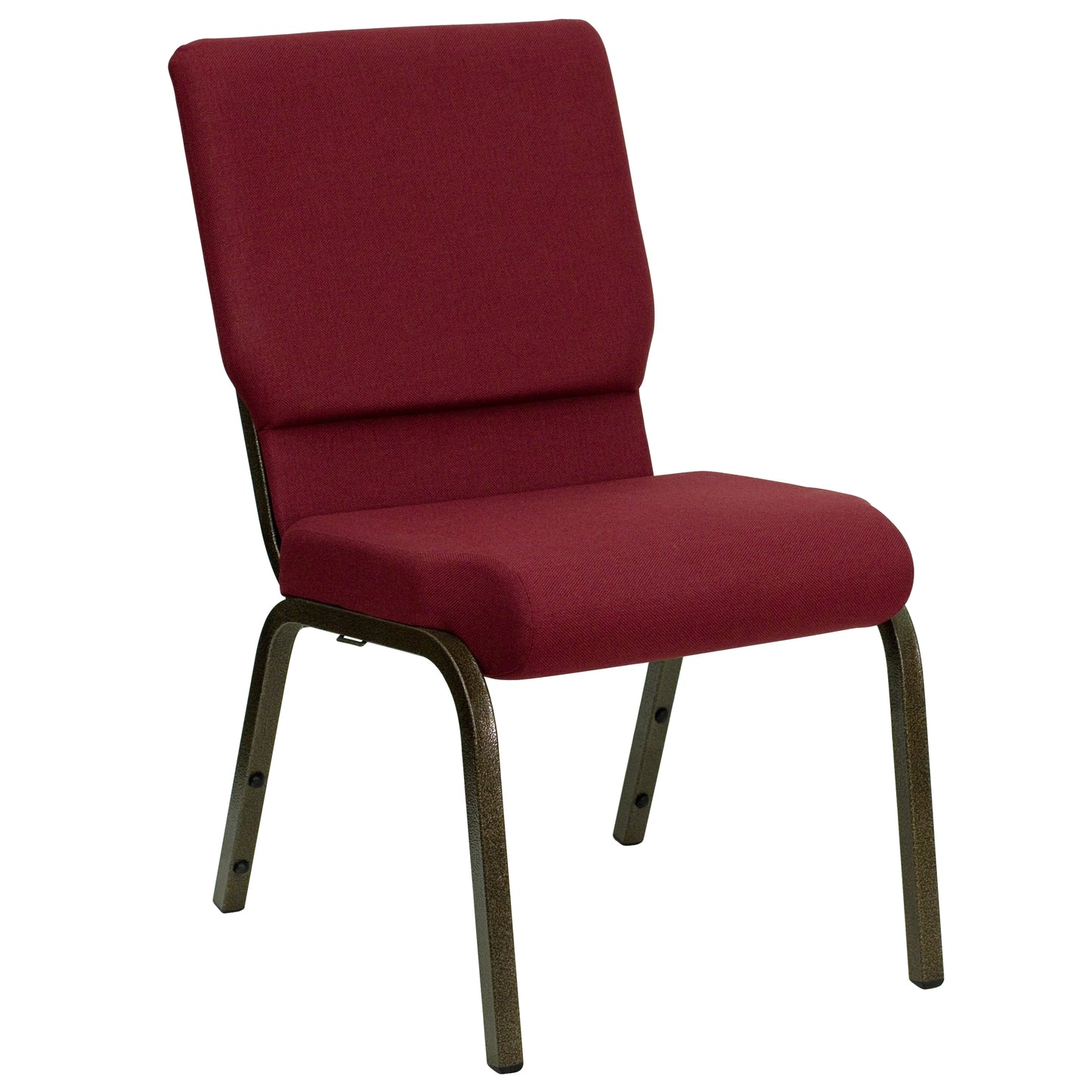 HERCULES Series 18.5''W Stacking Church Chair in Burgundy Fabric - Gold Vein Frame Burgundy Fabric/Gold Vein Frame