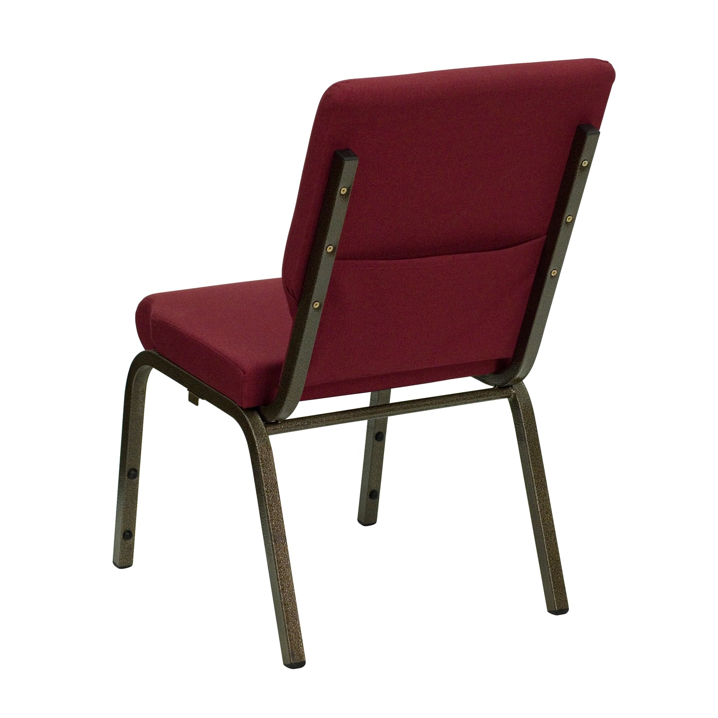HERCULES Series 18.5''W Stacking Church Chair in Burgundy Fabric - Gold Vein Frame Burgundy Fabric/Gold Vein Frame