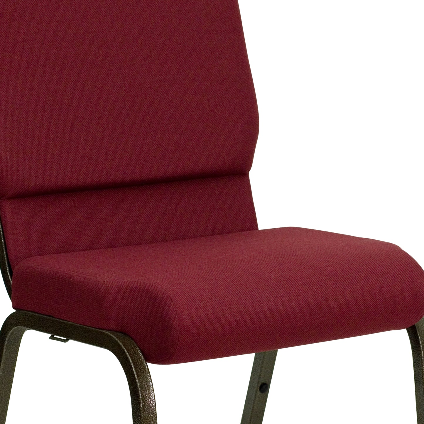 HERCULES Series 18.5''W Stacking Church Chair in Burgundy Fabric - Gold Vein Frame Burgundy Fabric/Gold Vein Frame