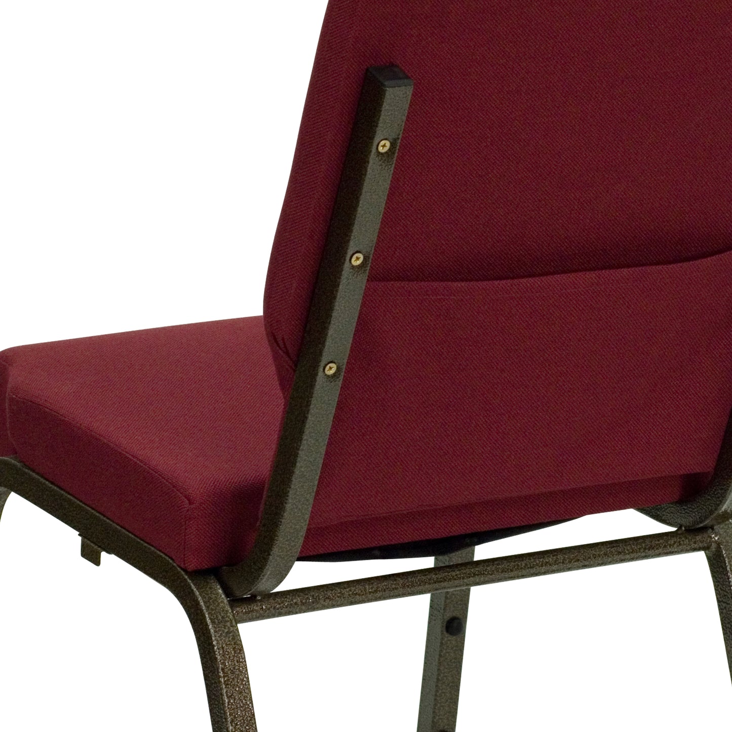 HERCULES Series 18.5''W Stacking Church Chair in Burgundy Fabric - Gold Vein Frame Burgundy Fabric/Gold Vein Frame