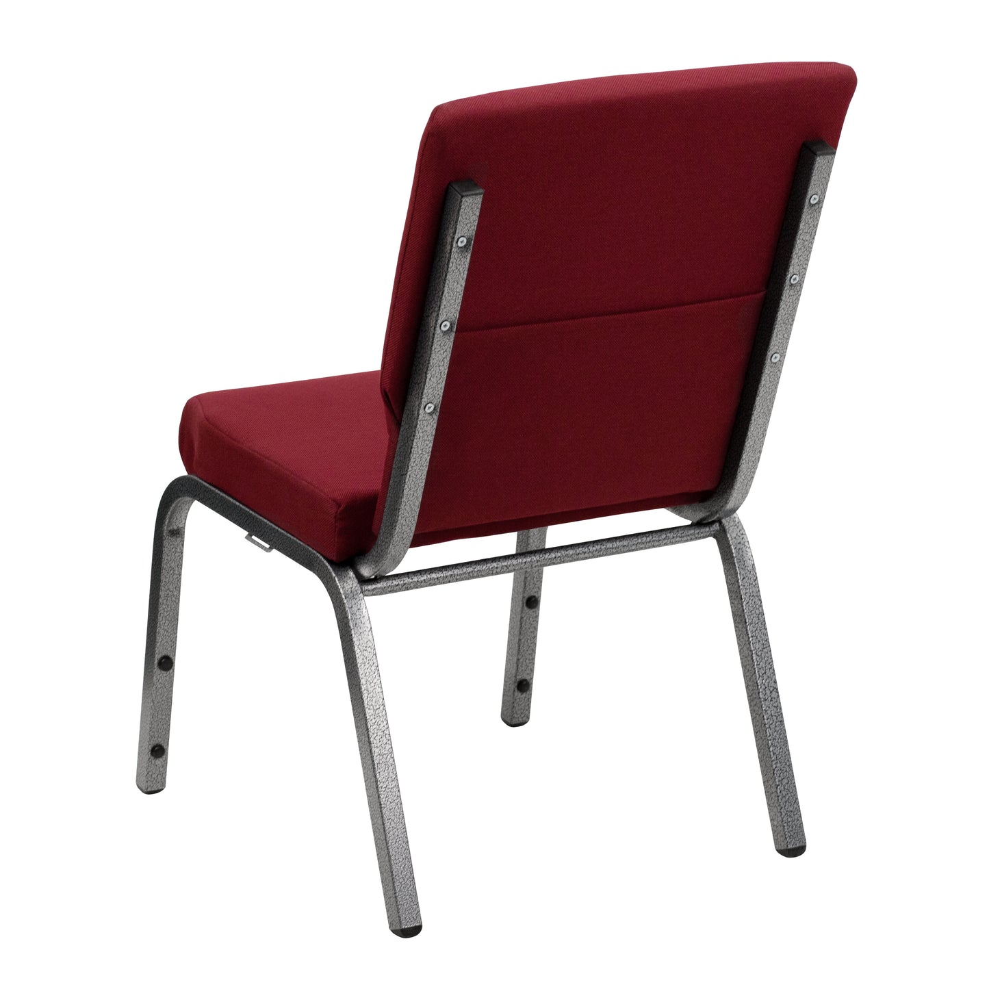 HERCULES Series 18.5''W Stacking Church Chair in Burgundy Fabric - Silver Vein Frame Burgundy Fabric/Silver Vein Frame