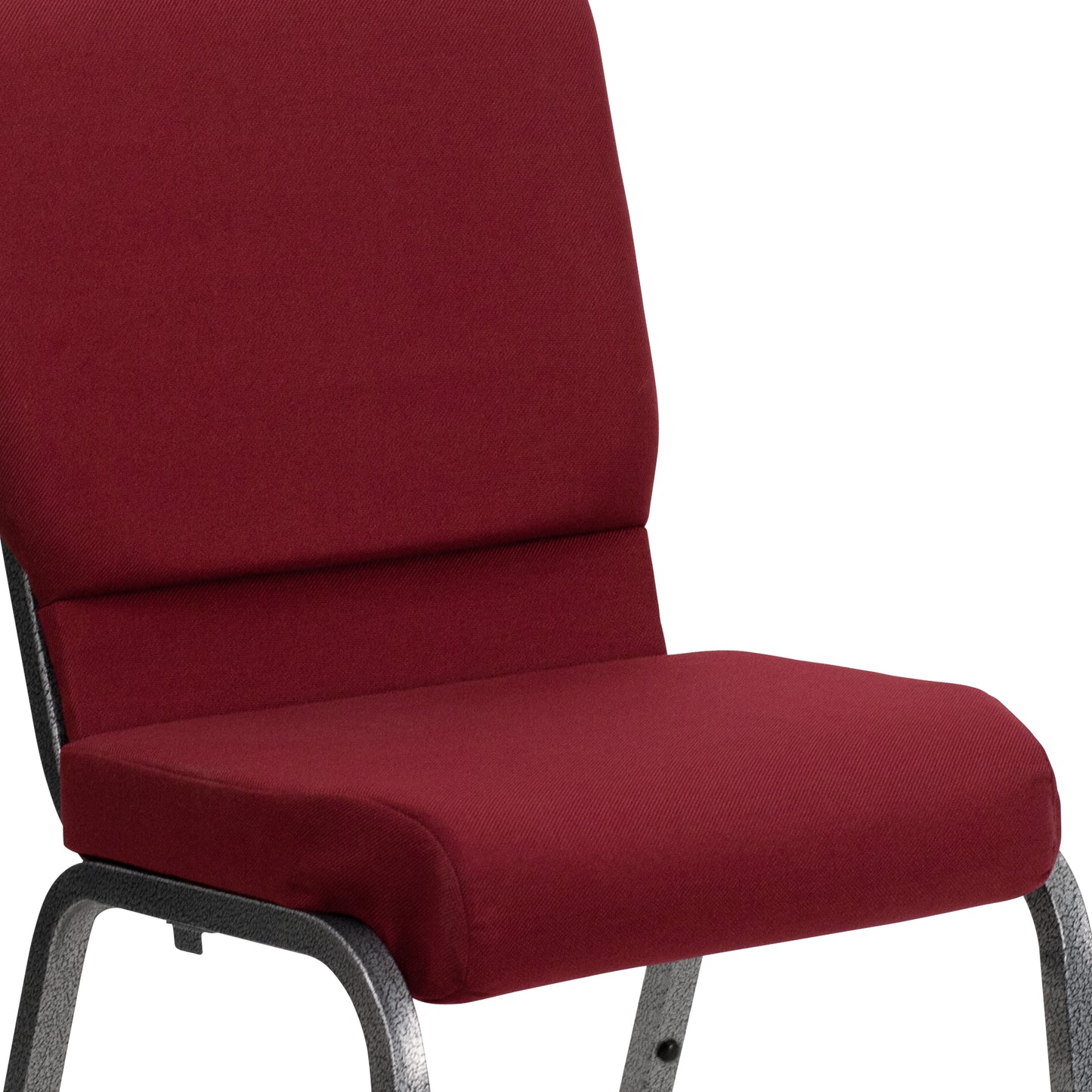 HERCULES Series 18.5''W Stacking Church Chair in Burgundy Fabric - Silver Vein Frame Burgundy Fabric/Silver Vein Frame