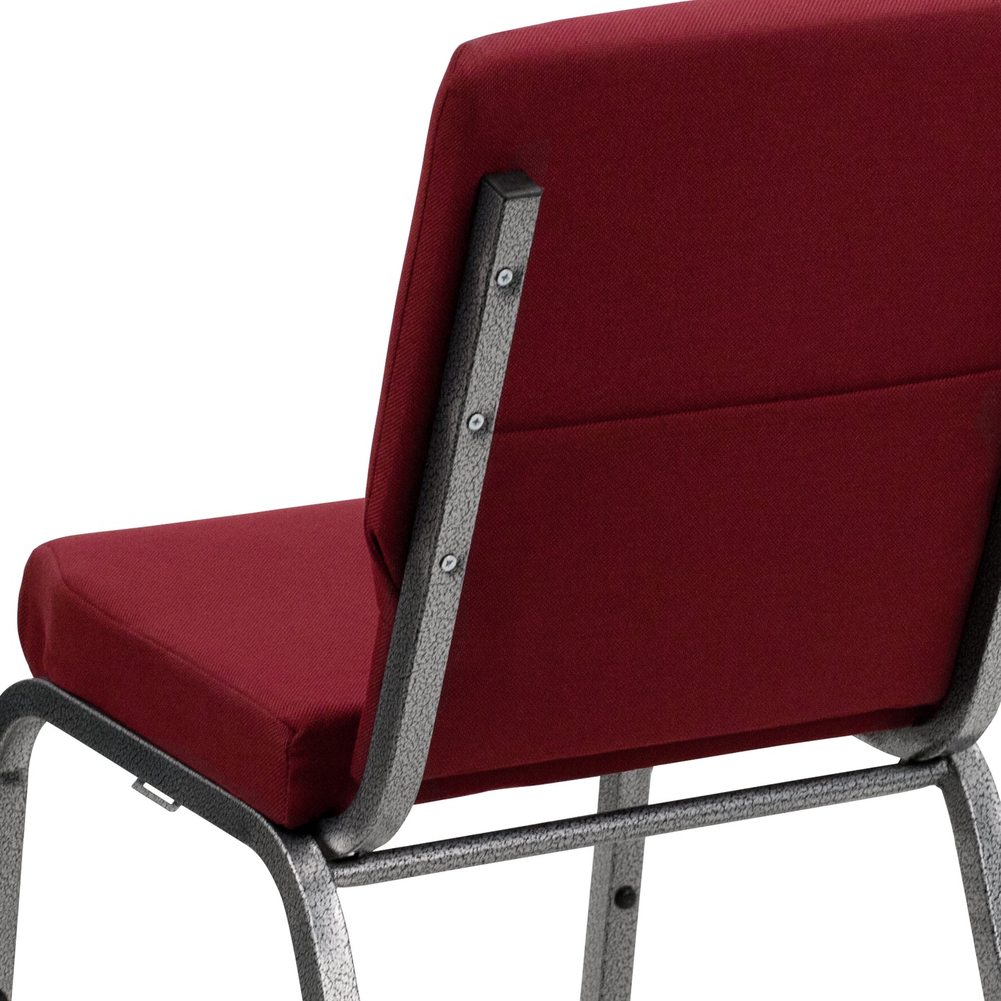 HERCULES Series 18.5''W Stacking Church Chair in Burgundy Fabric - Silver Vein Frame Burgundy Fabric/Silver Vein Frame