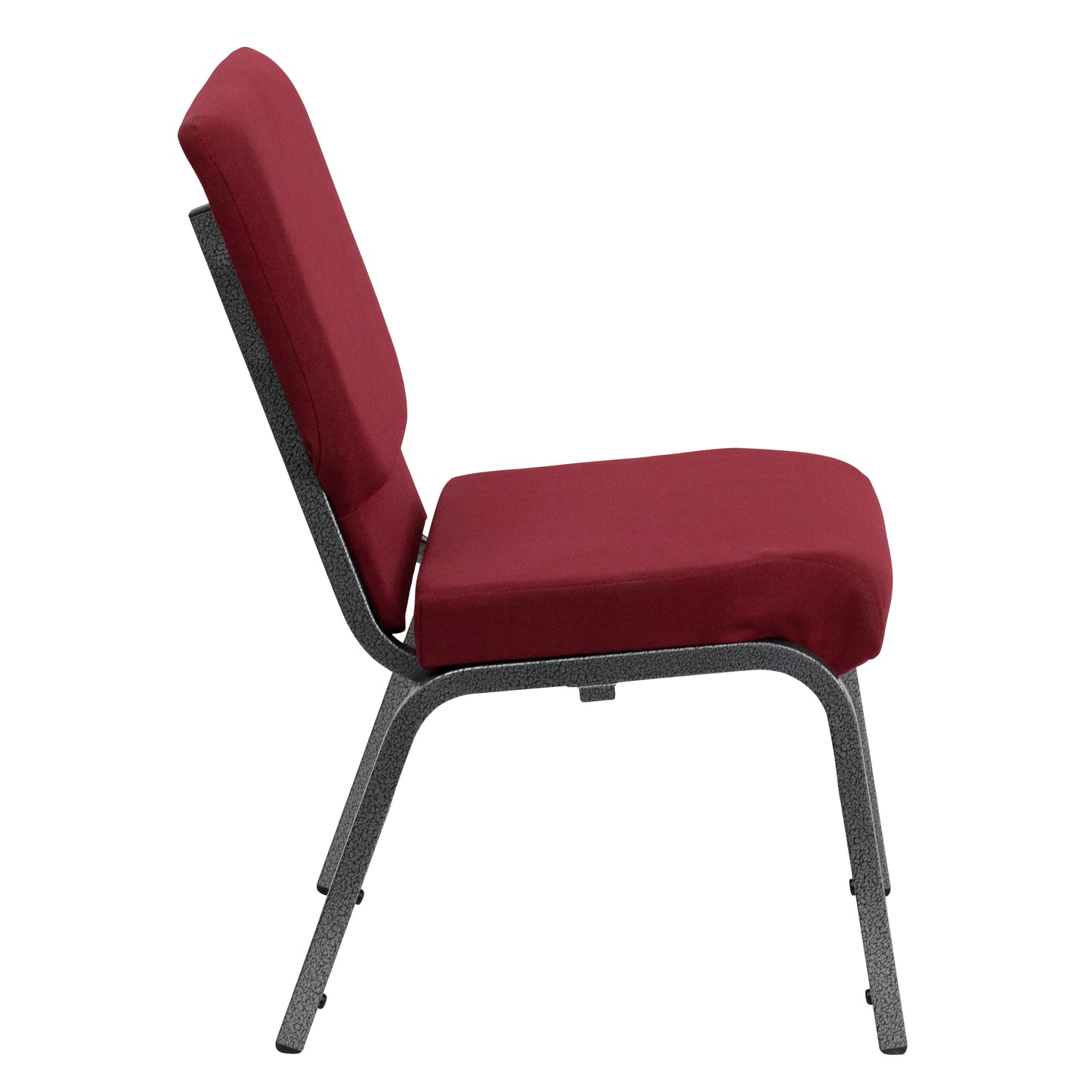 HERCULES Series 18.5''W Stacking Church Chair in Burgundy Fabric - Silver Vein Frame Burgundy Fabric/Silver Vein Frame