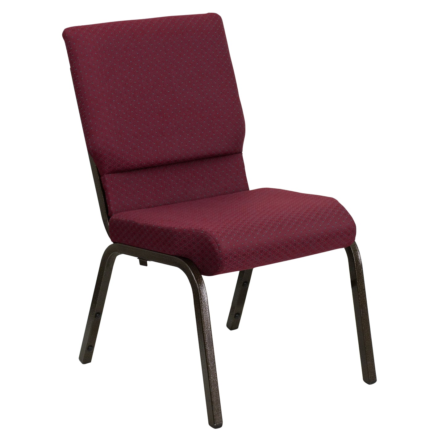 HERCULES Series 18.5''W Stacking Church Chair in Burgundy Patterned Fabric - Gold Vein Frame Burgundy Patterned Fabric/Gold Vein Frame