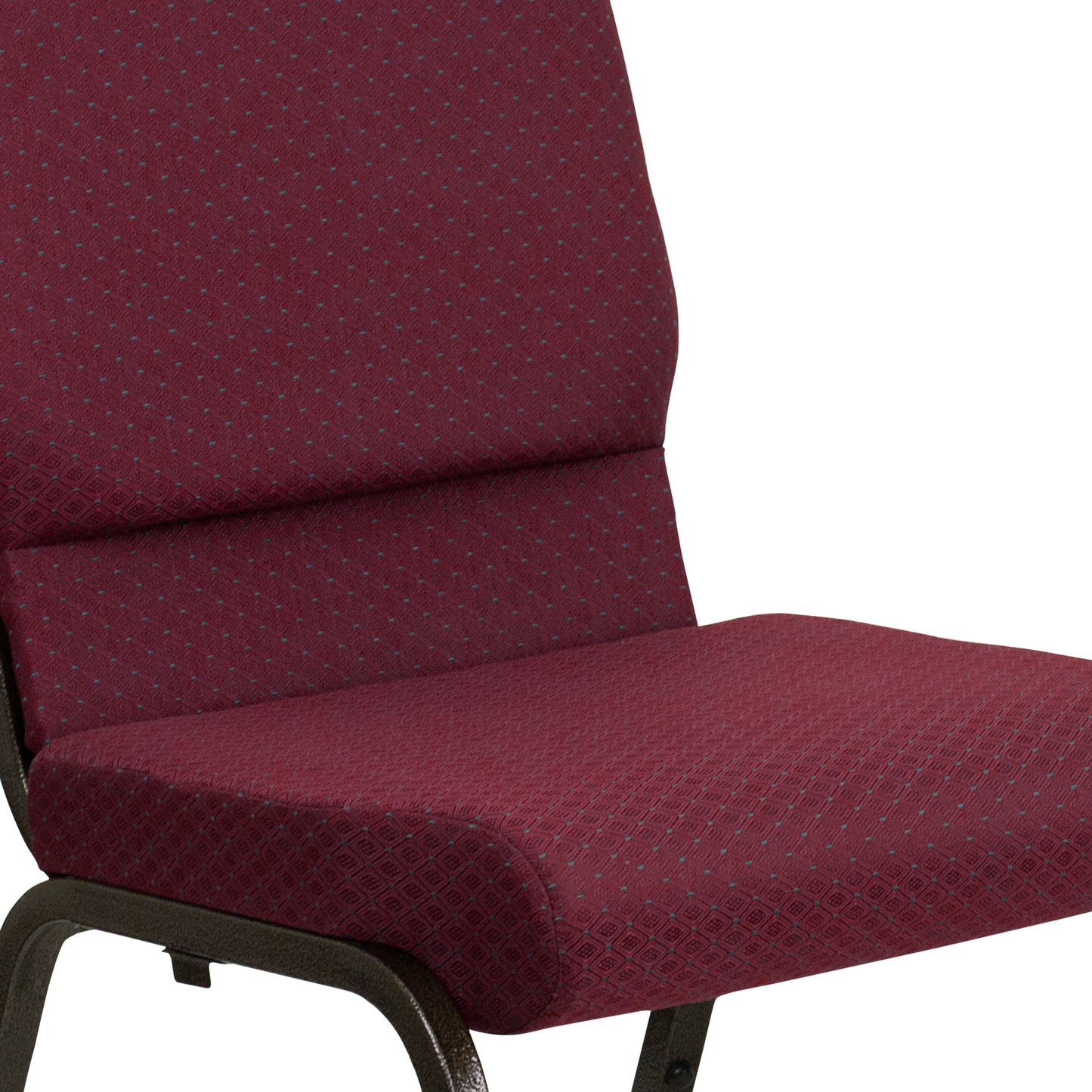 HERCULES Series 18.5''W Stacking Church Chair in Burgundy Patterned Fabric - Gold Vein Frame Burgundy Patterned Fabric/Gold Vein Frame