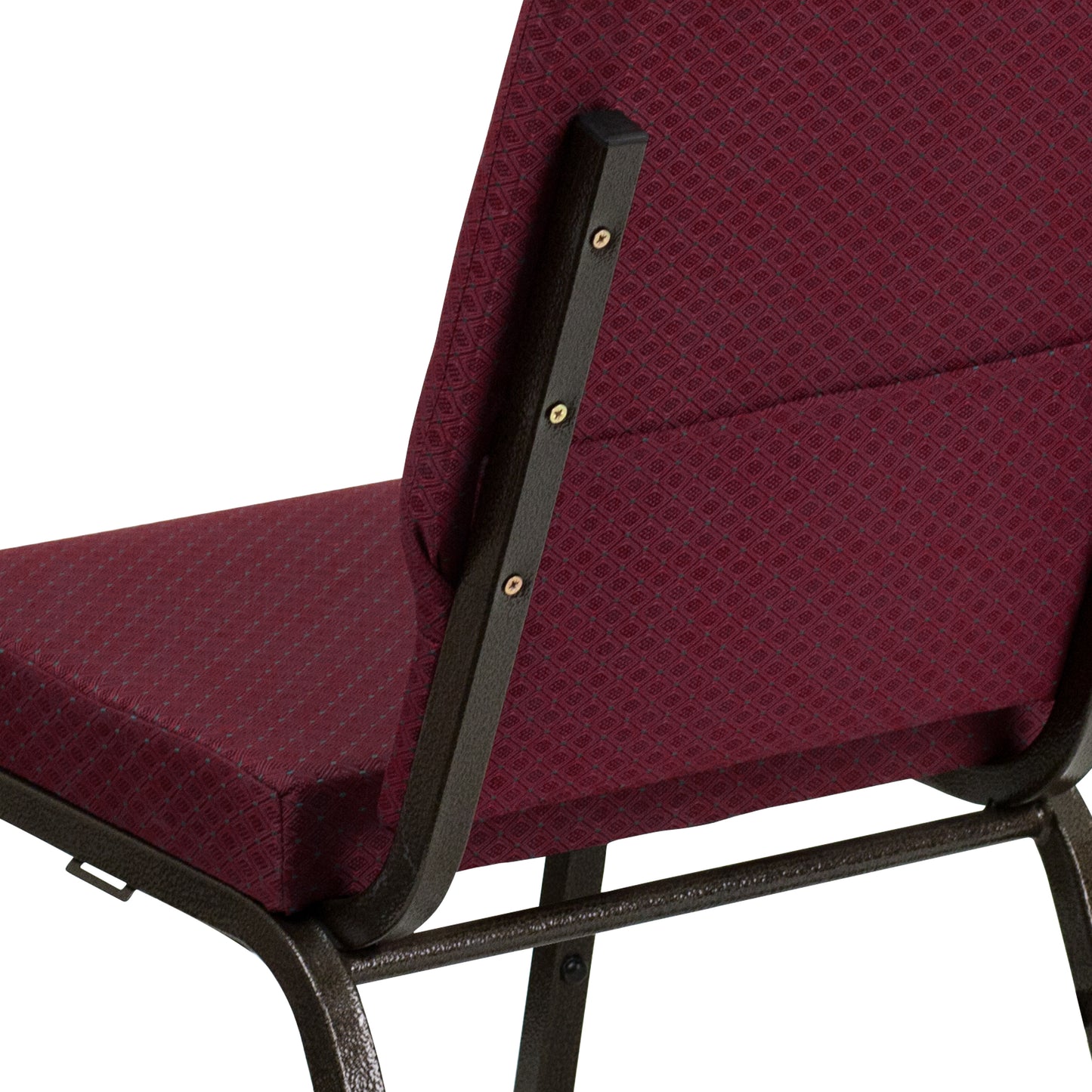 HERCULES Series 18.5''W Stacking Church Chair in Burgundy Patterned Fabric - Gold Vein Frame Burgundy Patterned Fabric/Gold Vein Frame