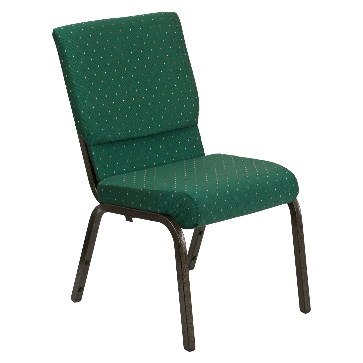 HERCULES Series 18.5''W Stacking Church Chair in Green Patterned Fabric - Gold Vein Frame Green Patterned Fabric/Gold Vein Frame