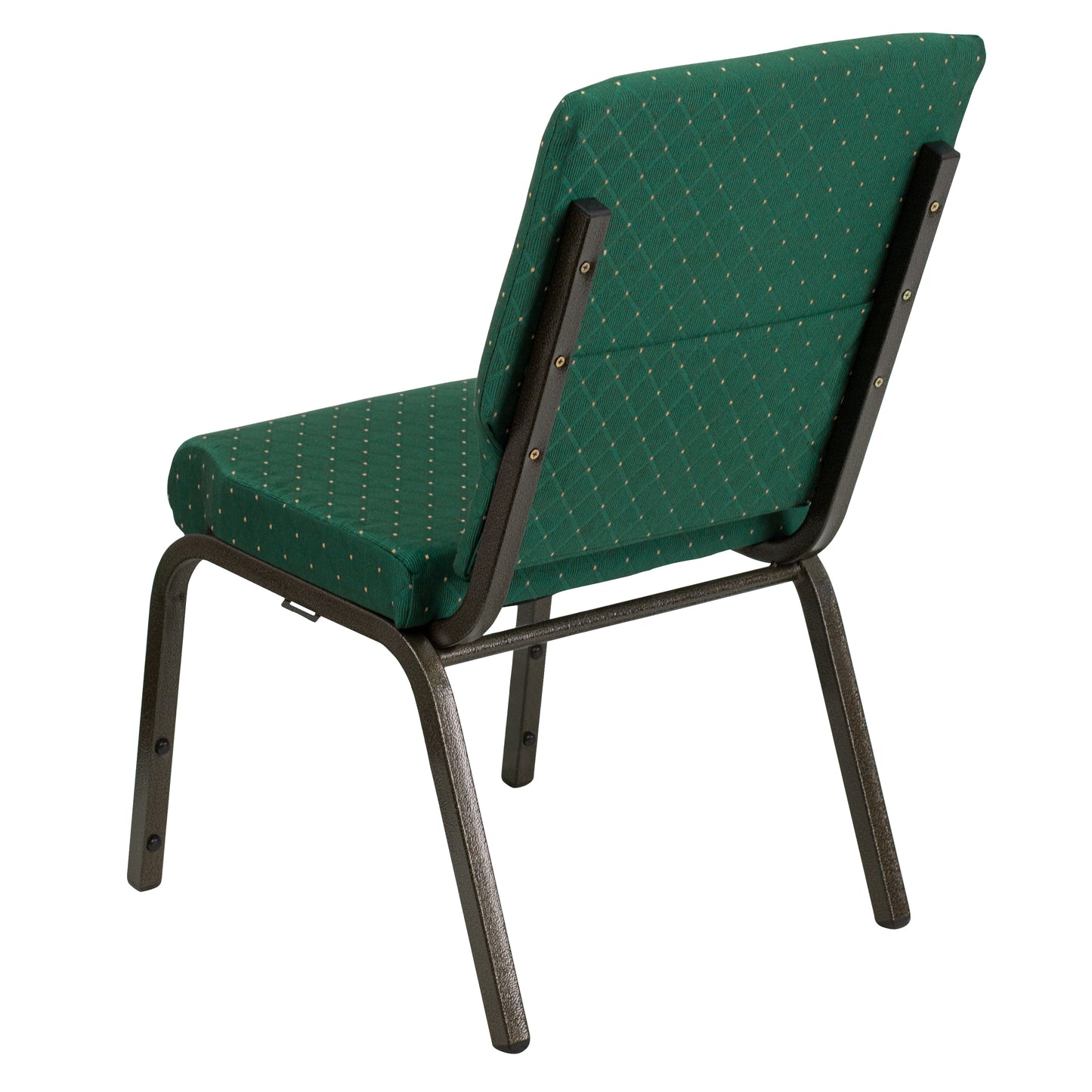 HERCULES Series 18.5''W Stacking Church Chair in Green Patterned Fabric - Gold Vein Frame Green Patterned Fabric/Gold Vein Frame