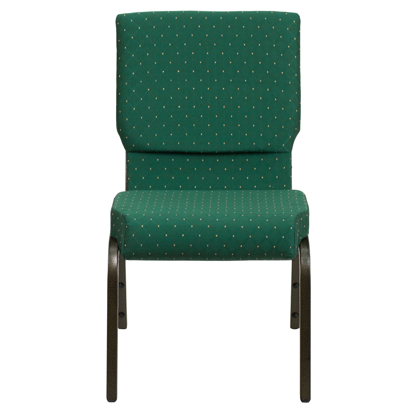 HERCULES Series 18.5''W Stacking Church Chair in Green Patterned Fabric - Gold Vein Frame Green Patterned Fabric/Gold Vein Frame