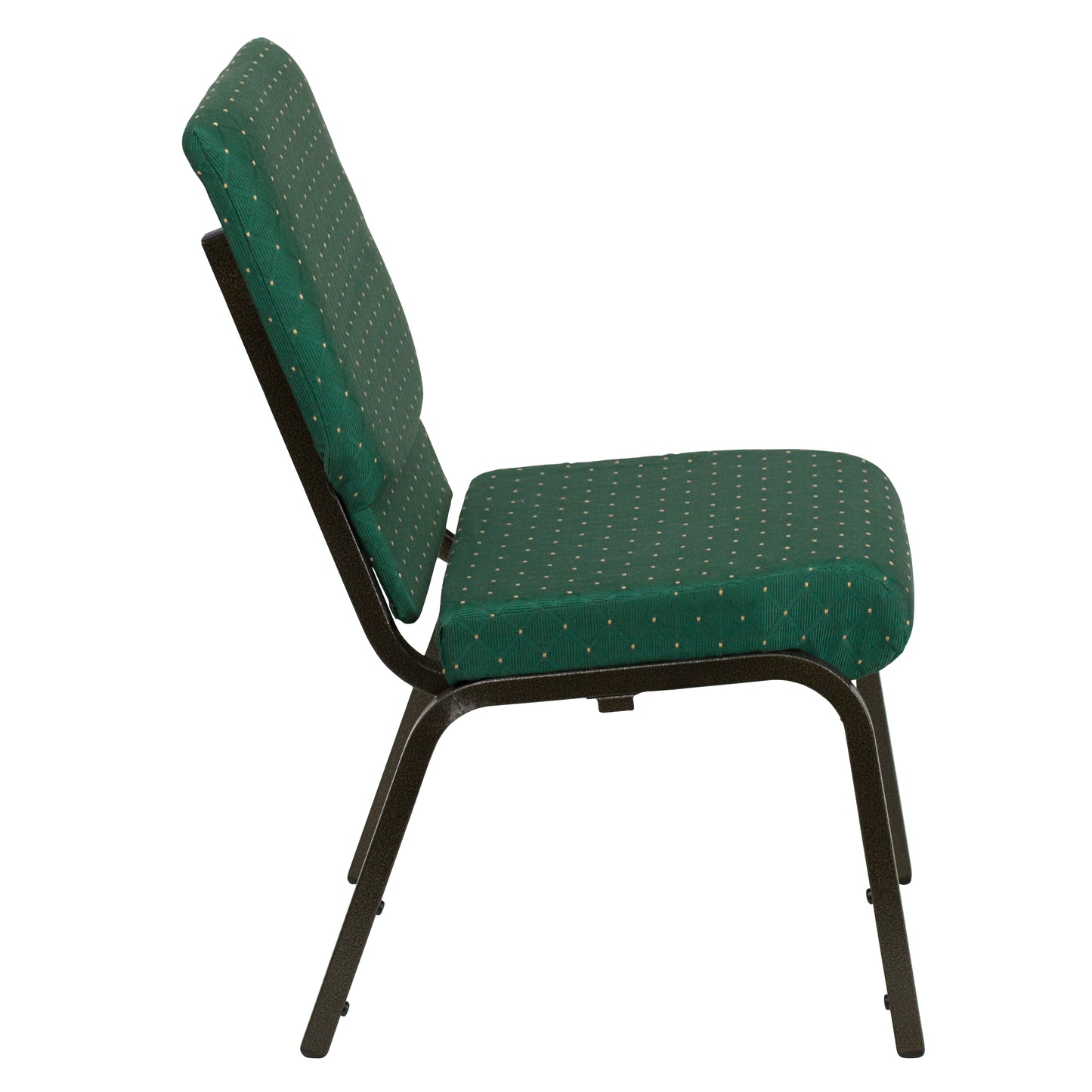 HERCULES Series 18.5''W Stacking Church Chair in Green Patterned Fabric - Gold Vein Frame Green Patterned Fabric/Gold Vein Frame