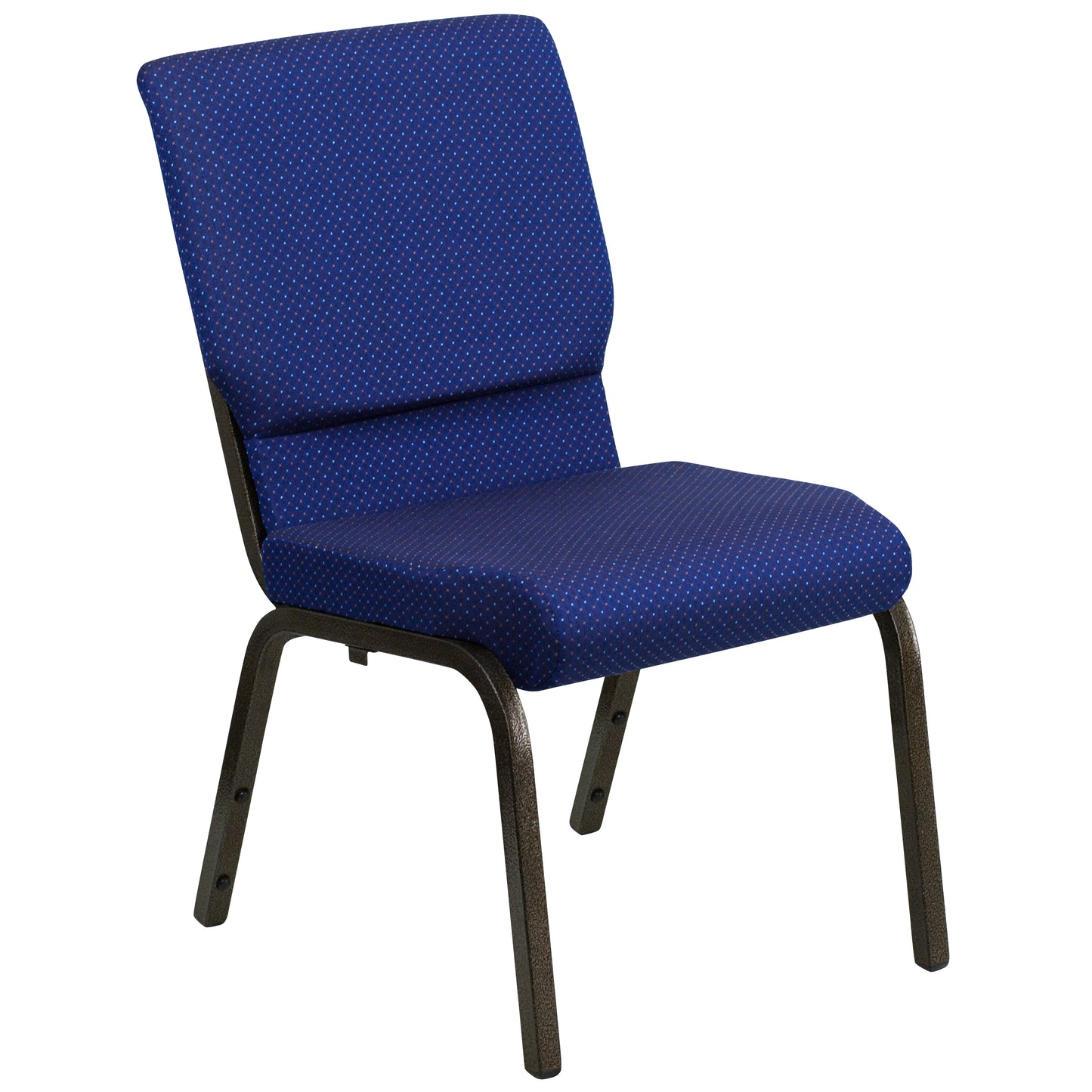 HERCULES Series 18.5''W Stacking Church Chair in Navy Blue Patterned Fabric - Gold Vein Frame Navy Blue Patterned Fabric/Gold Vein Frame