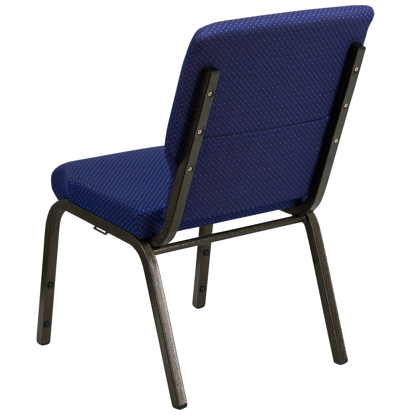 HERCULES Series 18.5''W Stacking Church Chair in Navy Blue Patterned Fabric - Gold Vein Frame Navy Blue Patterned Fabric/Gold Vein Frame
