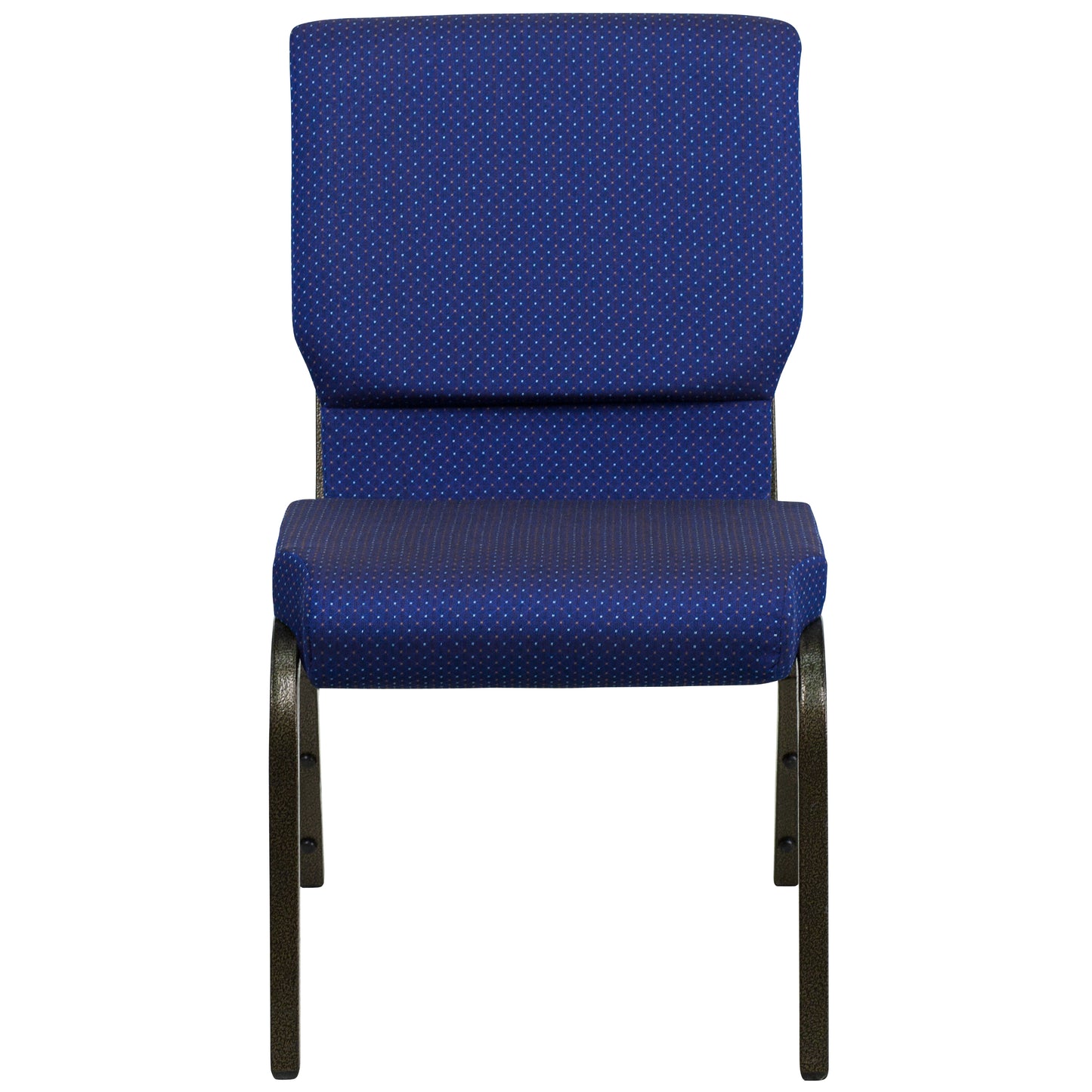 HERCULES Series 18.5''W Stacking Church Chair in Navy Blue Patterned Fabric - Gold Vein Frame Navy Blue Patterned Fabric/Gold Vein Frame