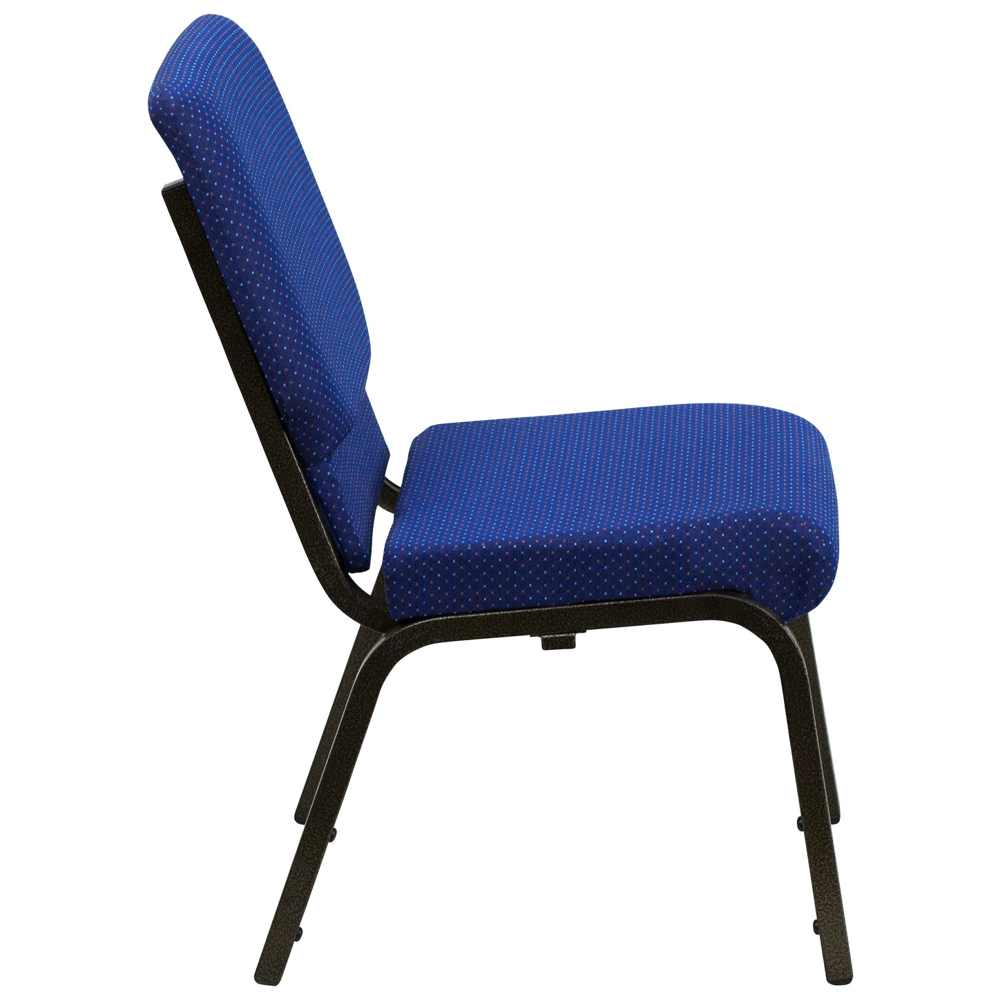 HERCULES Series 18.5''W Stacking Church Chair in Navy Blue Patterned Fabric - Gold Vein Frame Navy Blue Patterned Fabric/Gold Vein Frame