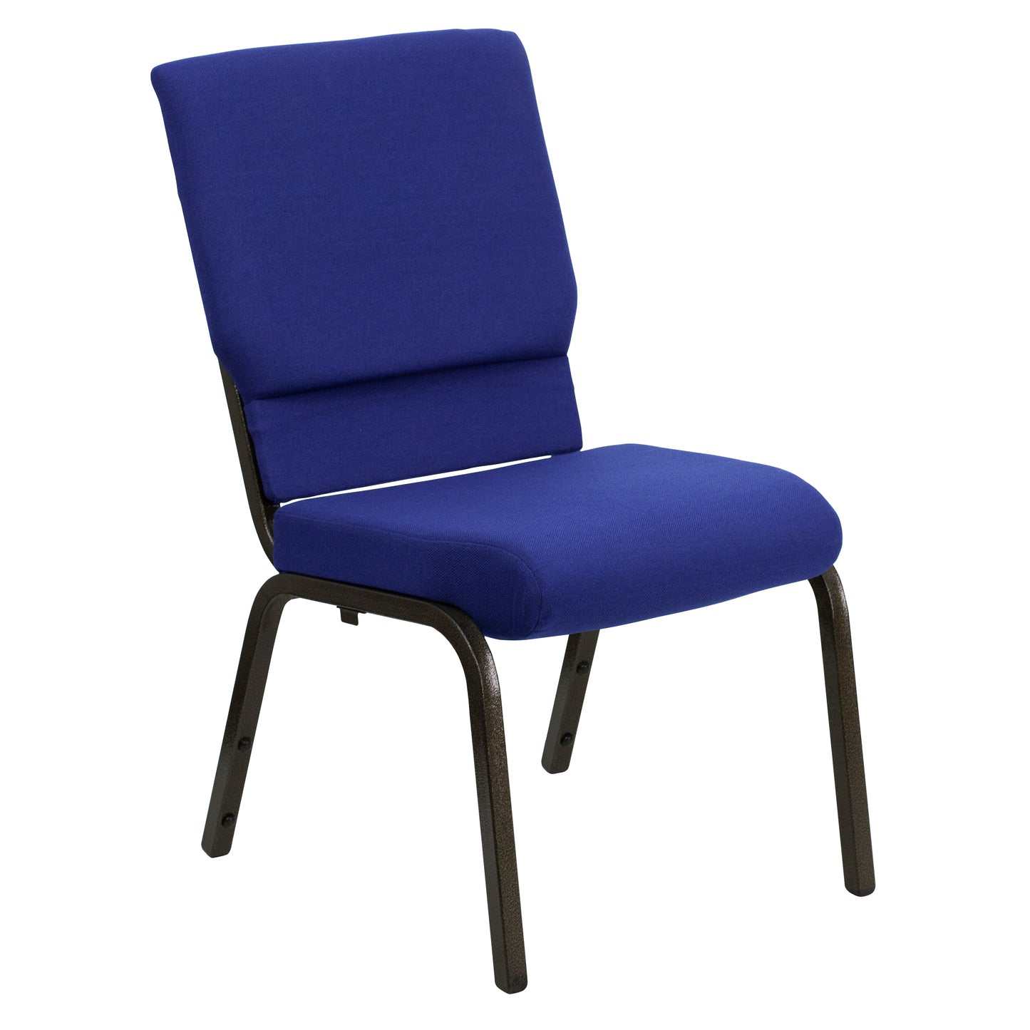 HERCULES Series 18.5''W Stacking Church Chair in Navy Blue Fabric - Gold Vein Frame Navy Blue Fabric/Gold Vein Frame