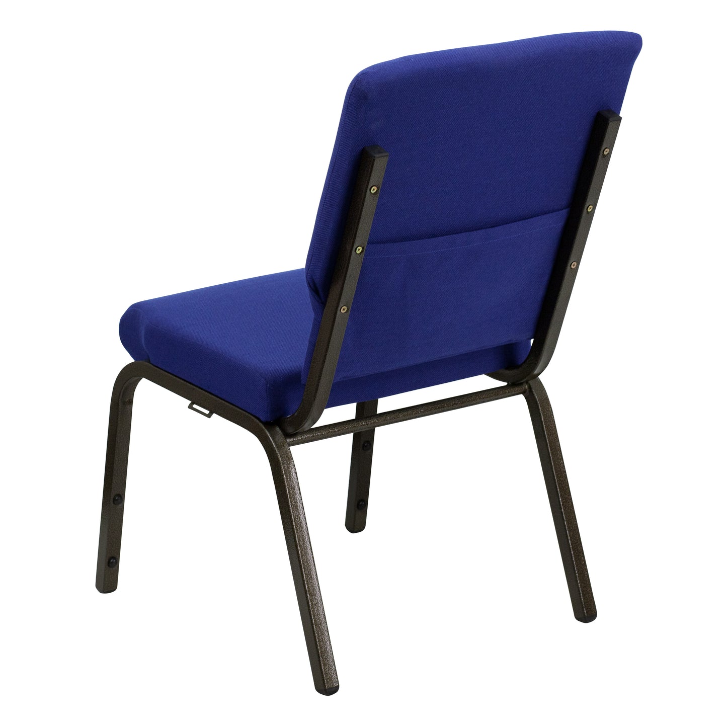 HERCULES Series 18.5''W Stacking Church Chair in Navy Blue Fabric - Gold Vein Frame Navy Blue Fabric/Gold Vein Frame
