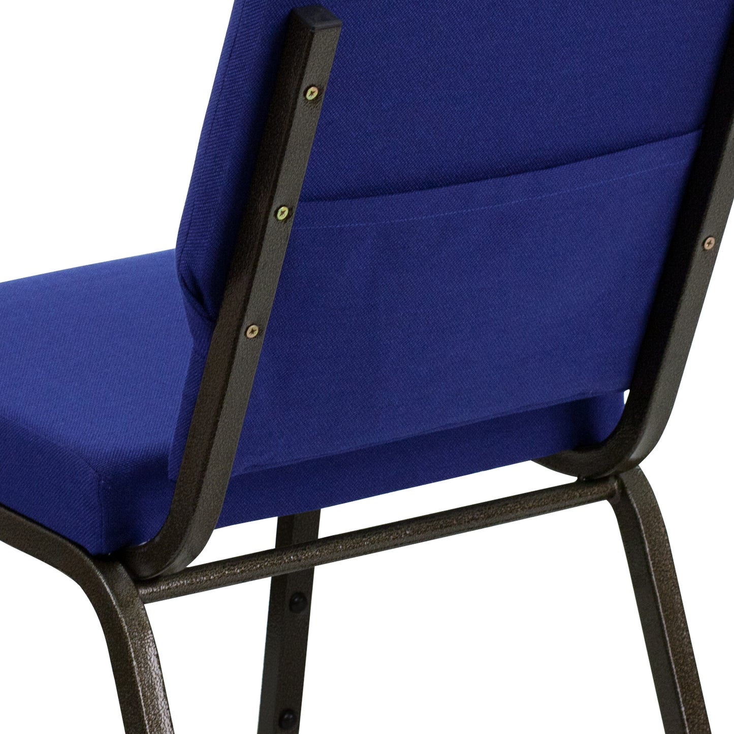 HERCULES Series 18.5''W Stacking Church Chair in Navy Blue Fabric - Gold Vein Frame Navy Blue Fabric/Gold Vein Frame