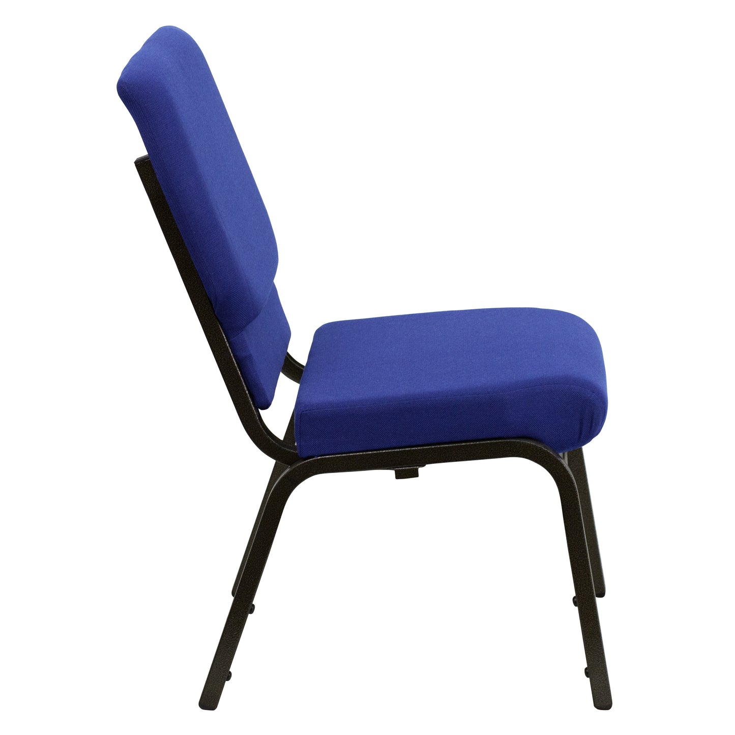 HERCULES Series 18.5''W Stacking Church Chair in Navy Blue Fabric - Gold Vein Frame Navy Blue Fabric/Gold Vein Frame